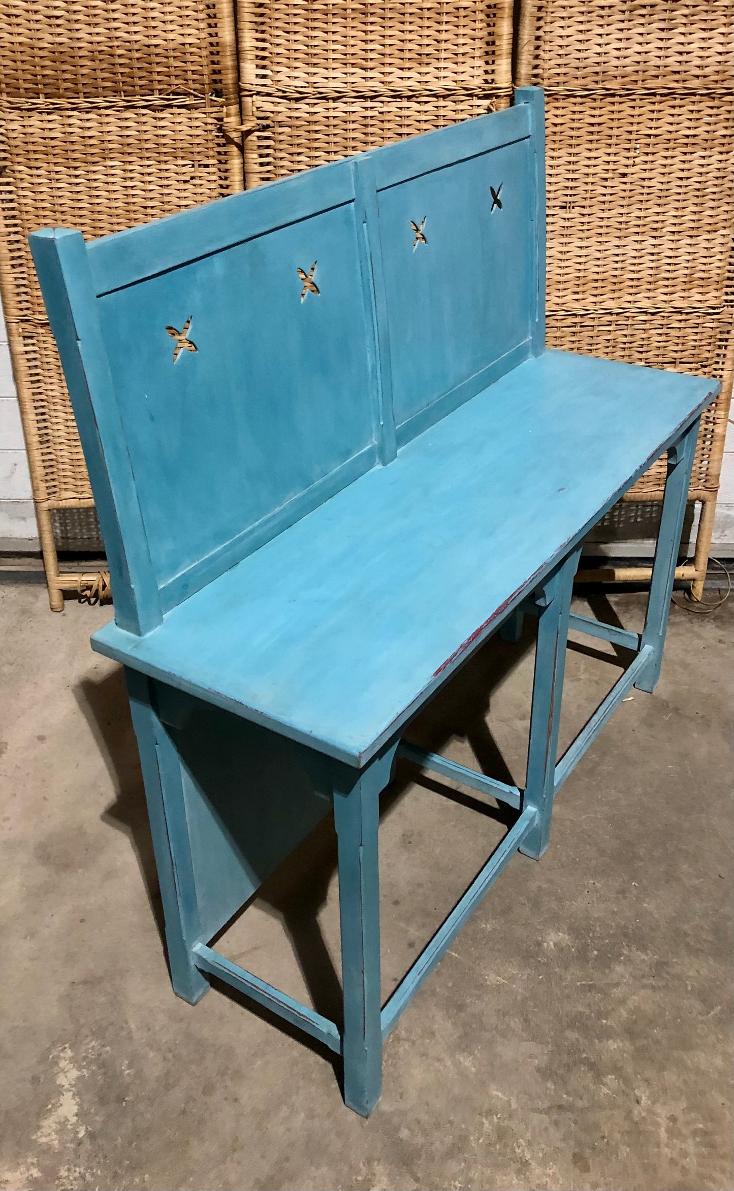 000692....Handsome Vintage Arts And Crafts Style Bench / Hall Seat ( sold )