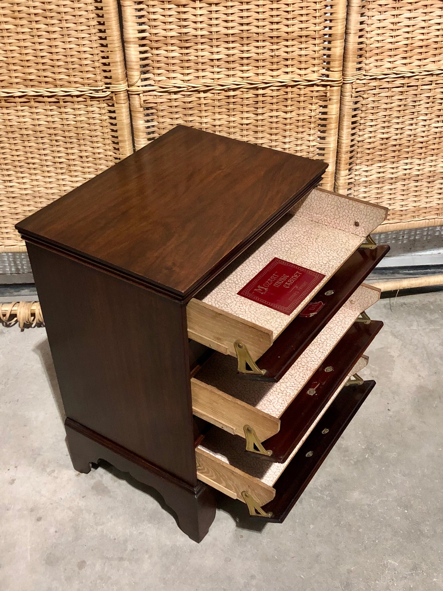000689.... Handsome Antique Dwarf Music Cabinet / Small Music Ches