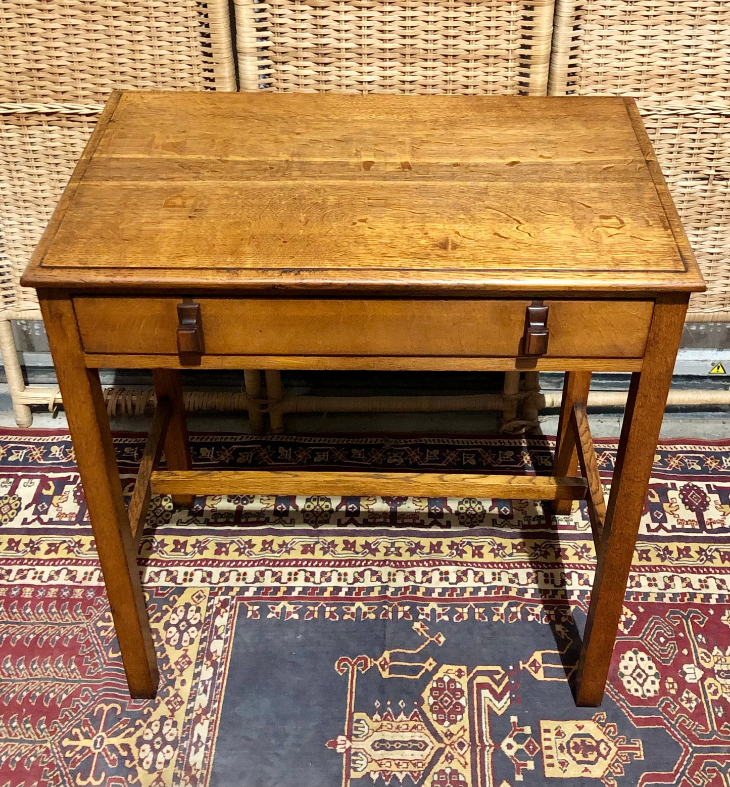 000683....Handsome Art Deco Oak Side Or Writing Table ( sold )
