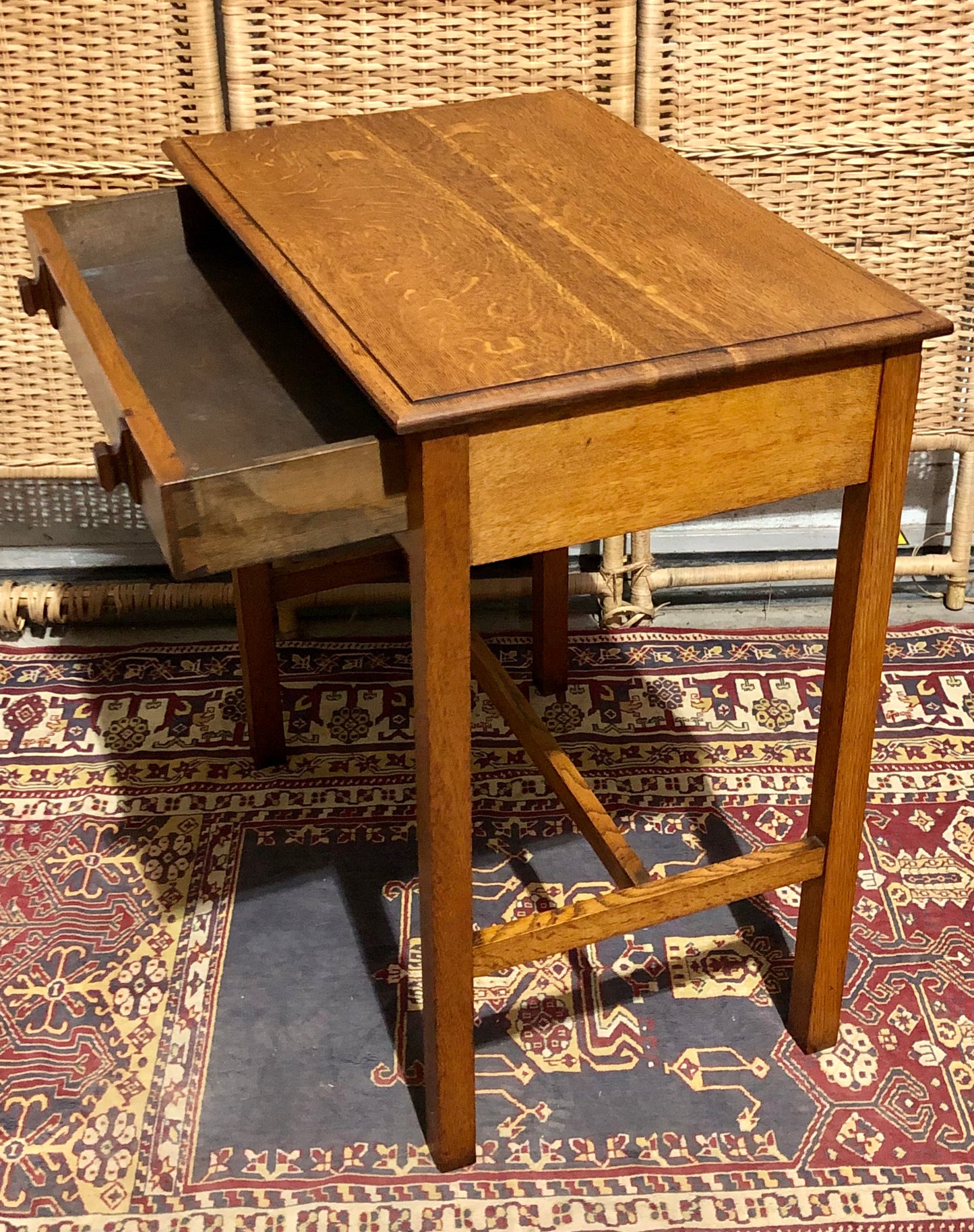 000683....Handsome Art Deco Oak Side Or Writing Table ( sold )