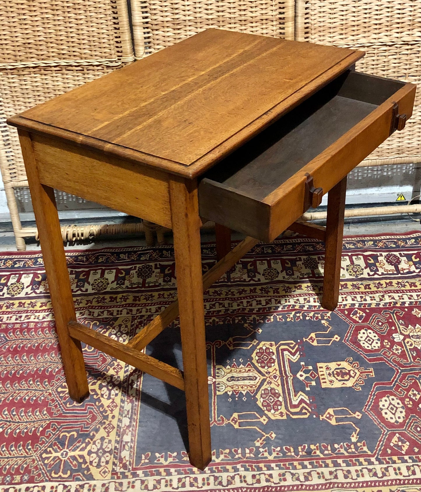000683....Handsome Art Deco Oak Side Or Writing Table ( sold )