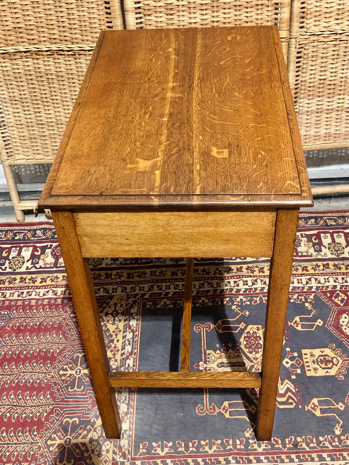 000683....Handsome Art Deco Oak Side Or Writing Table ( sold )