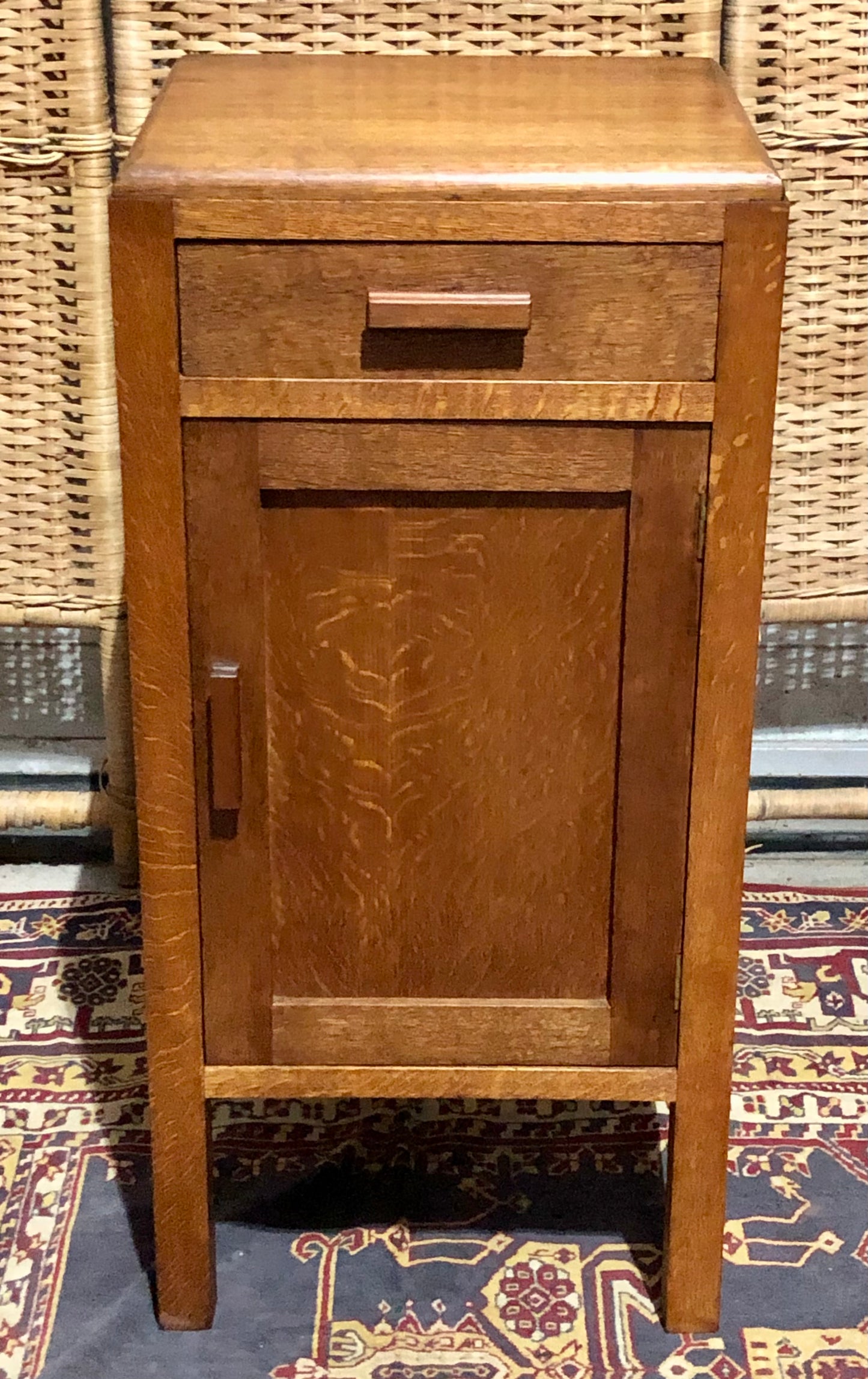 000684....Two Art Deco Style Oak Bedside Tables / Nightstands ( sold )