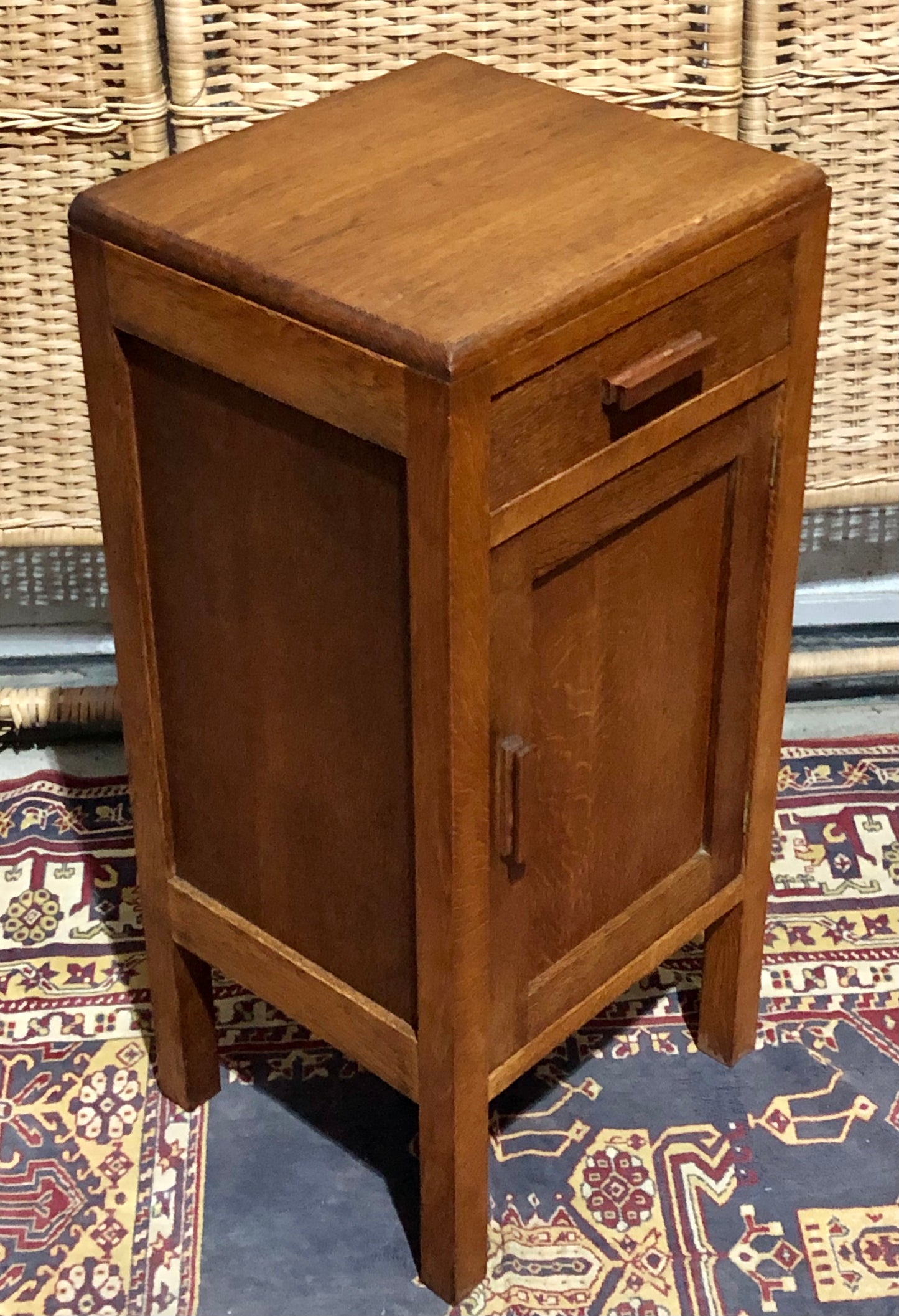 000684....Two Art Deco Style Oak Bedside Tables / Nightstands ( sold )