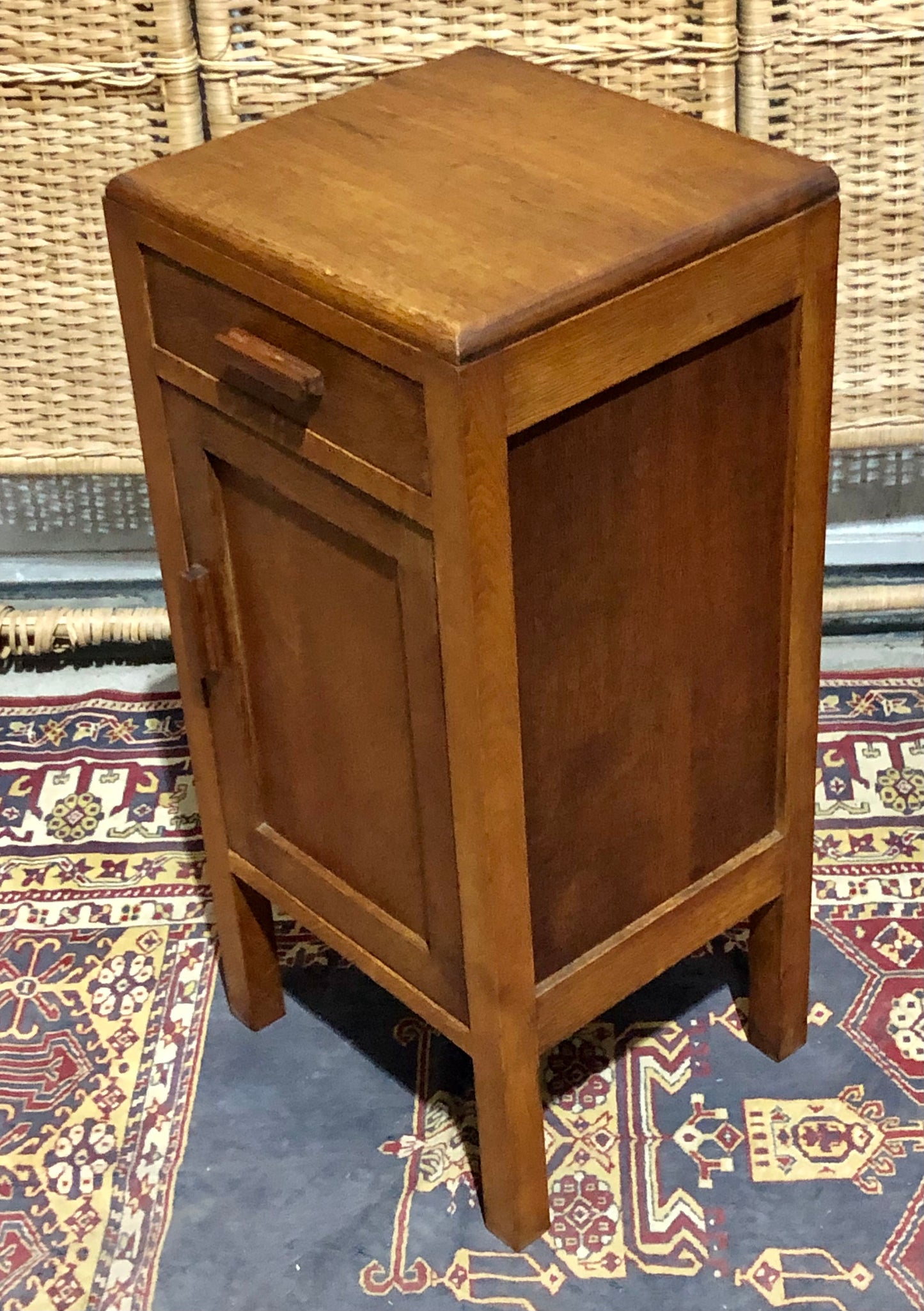 000684....Two Art Deco Style Oak Bedside Tables / Nightstands ( sold )