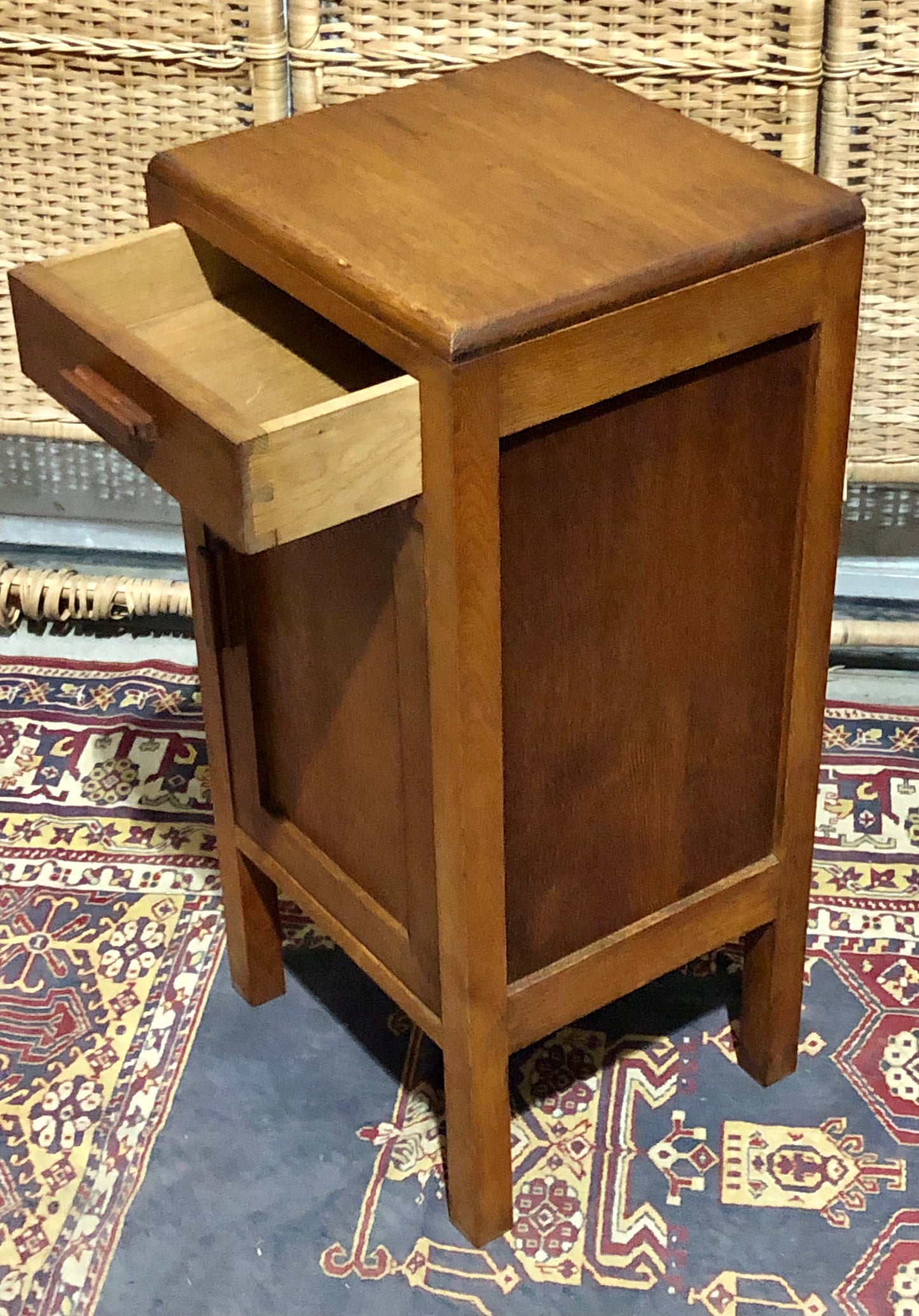 000684....Two Art Deco Style Oak Bedside Tables / Nightstands ( sold )