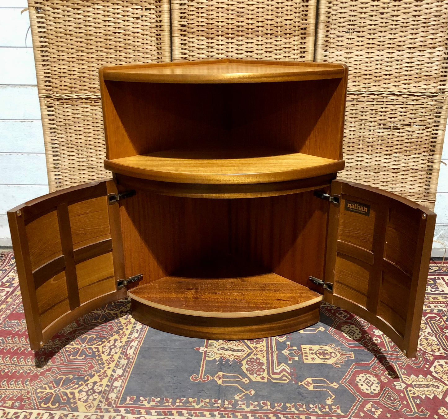 000664.... A Handsome Pair Of Retro Teak Corner Cabinets By Nathan