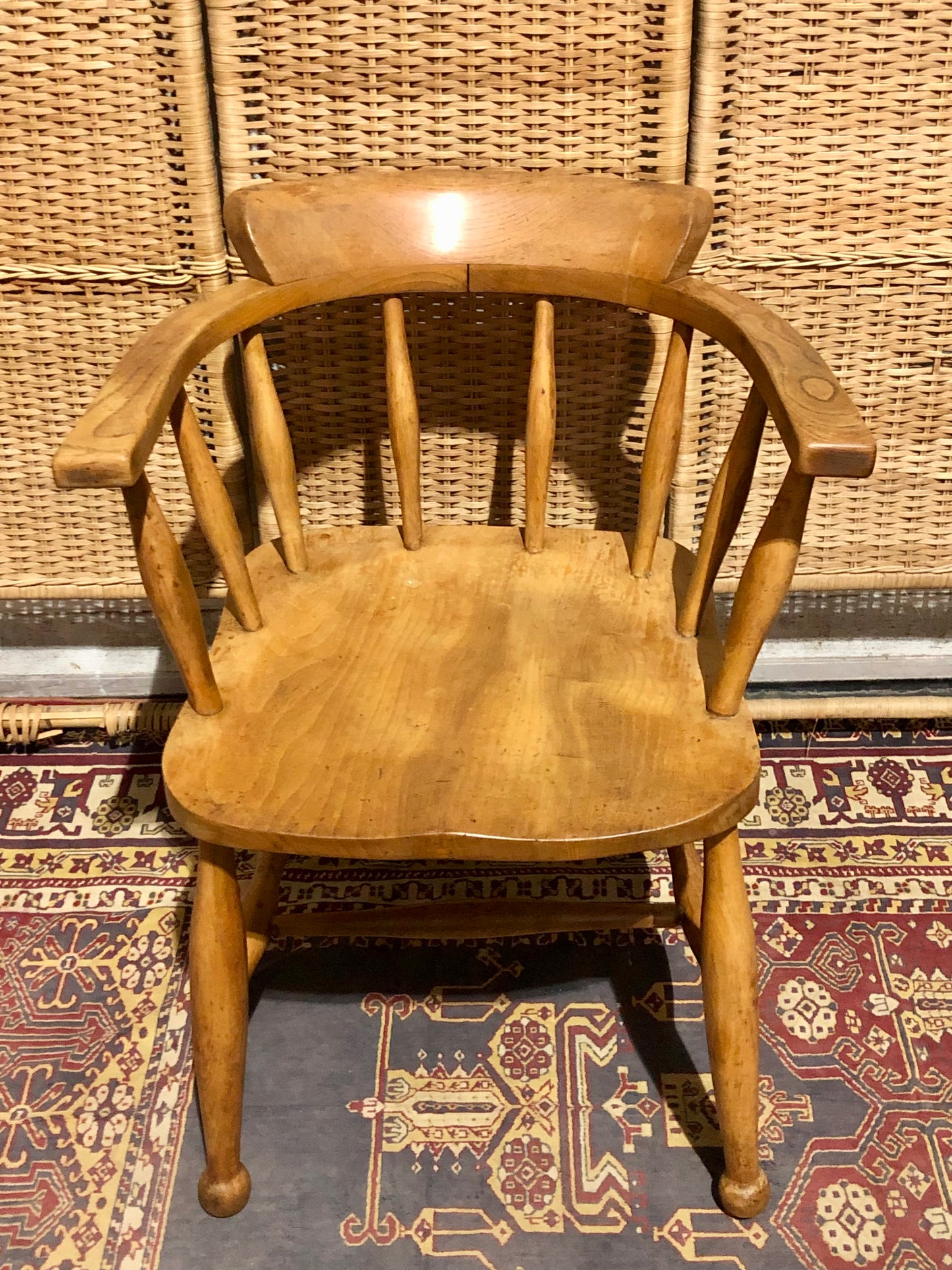 000663....Handsome Pair Of Vintage Desk Chairs / Smokers Bows