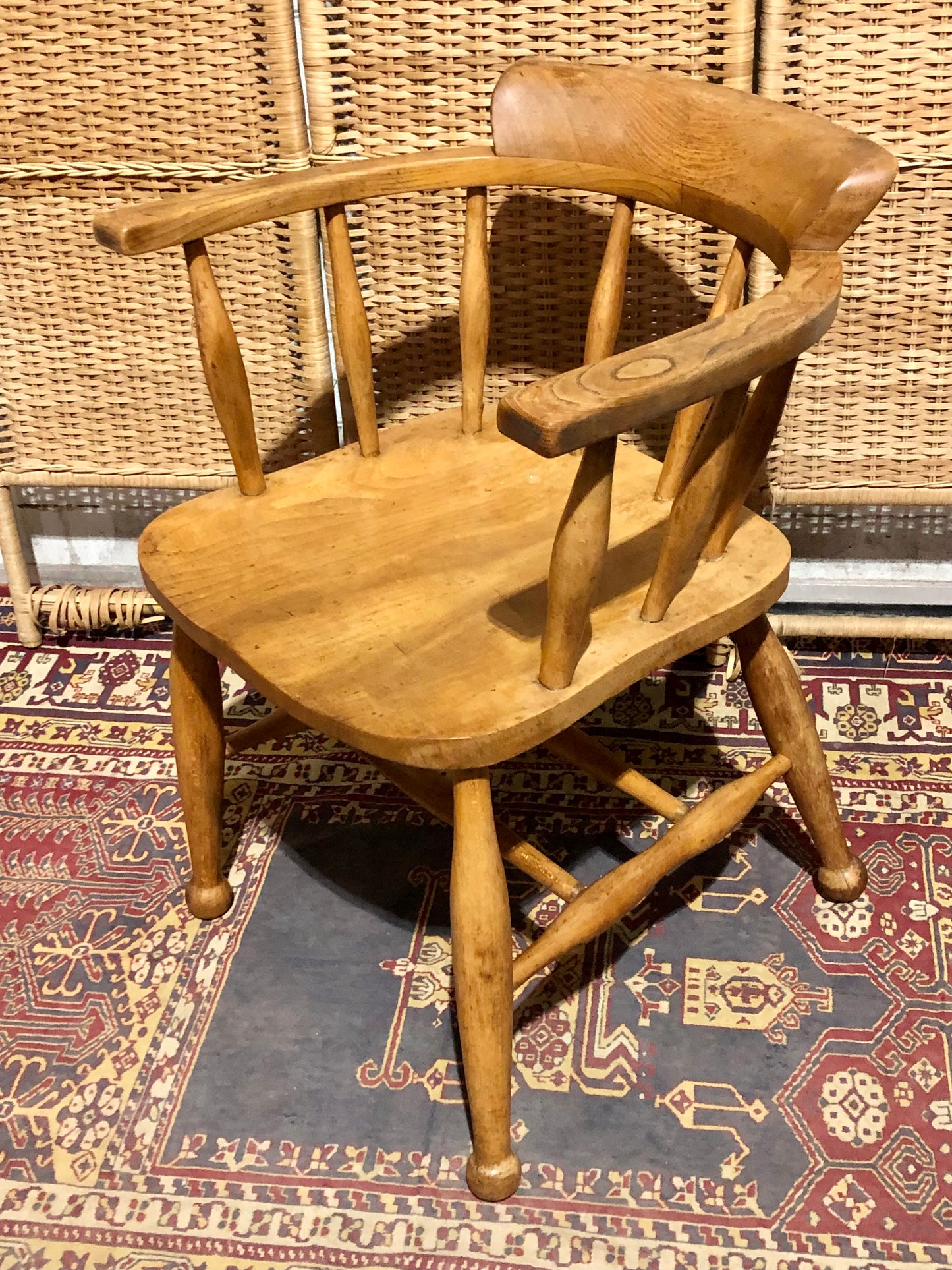 000663....Handsome Pair Of Vintage Desk Chairs / Smokers Bows