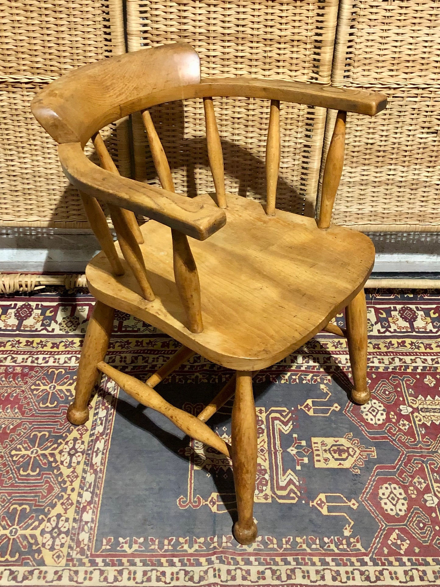 000663....Handsome Pair Of Vintage Desk Chairs / Smokers Bows