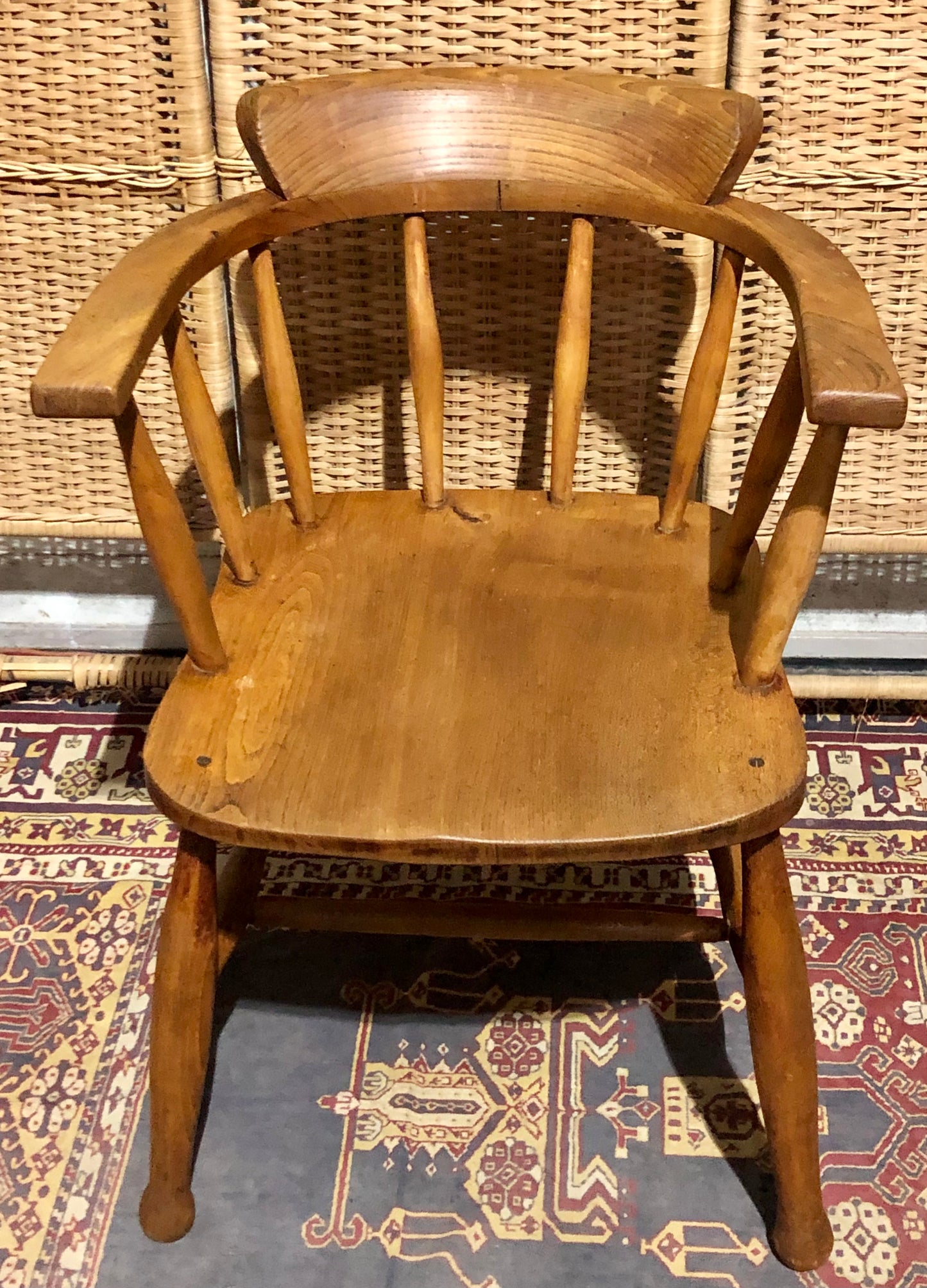 000663....Handsome Pair Of Vintage Desk Chairs / Smokers Bows