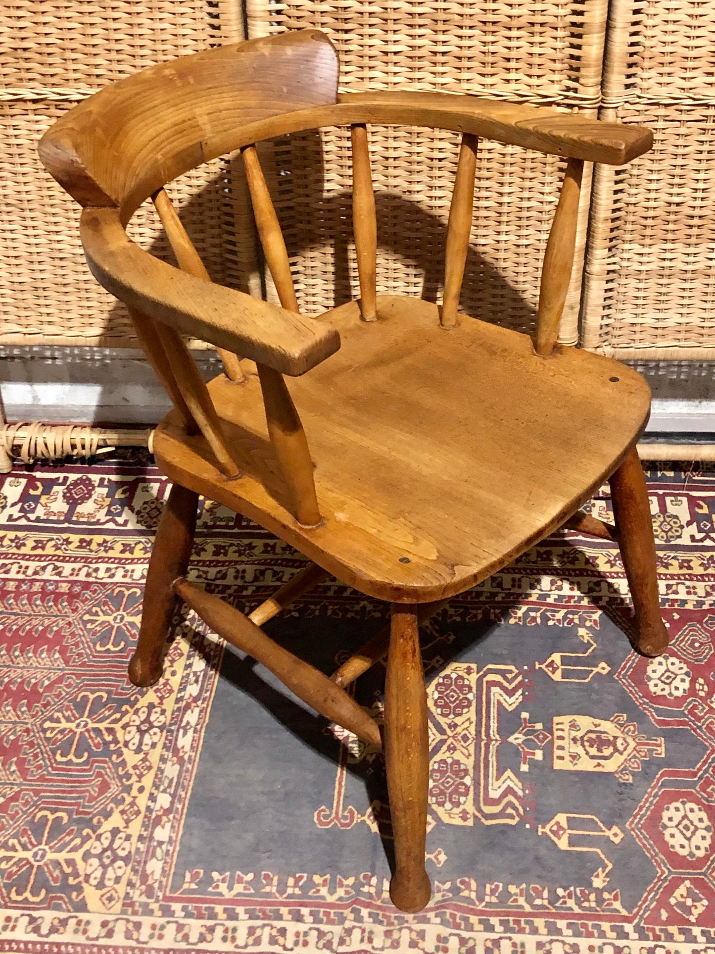 000663....Handsome Pair Of Vintage Desk Chairs / Smokers Bows