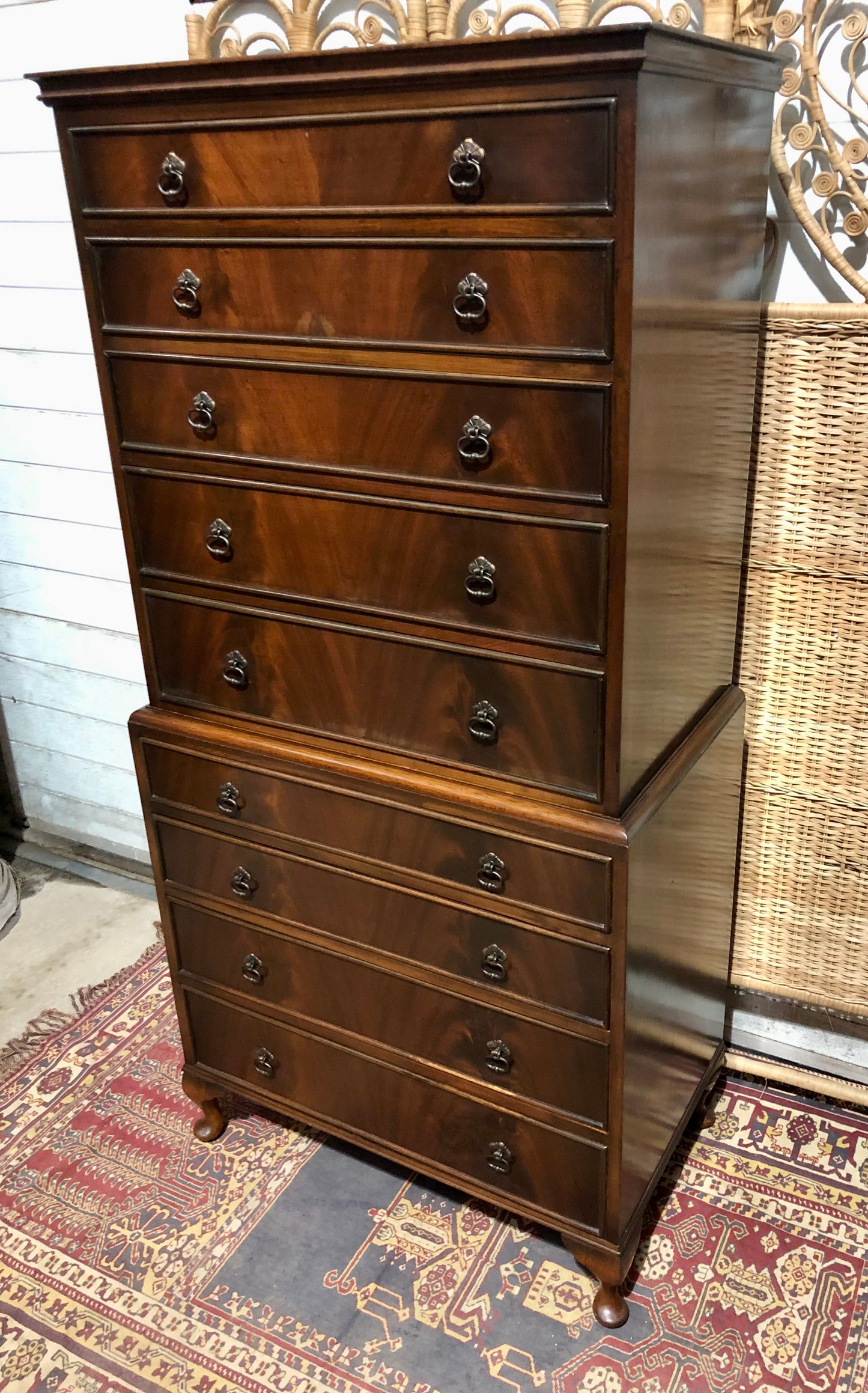 000662....Handsome Vintage Mahogany Tallboy / Chest On Chest