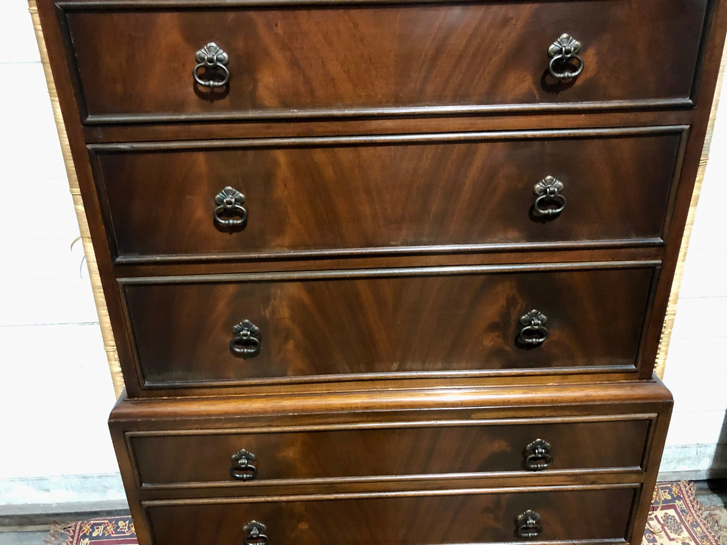 000662....Handsome Vintage Mahogany Tallboy / Chest On Chest