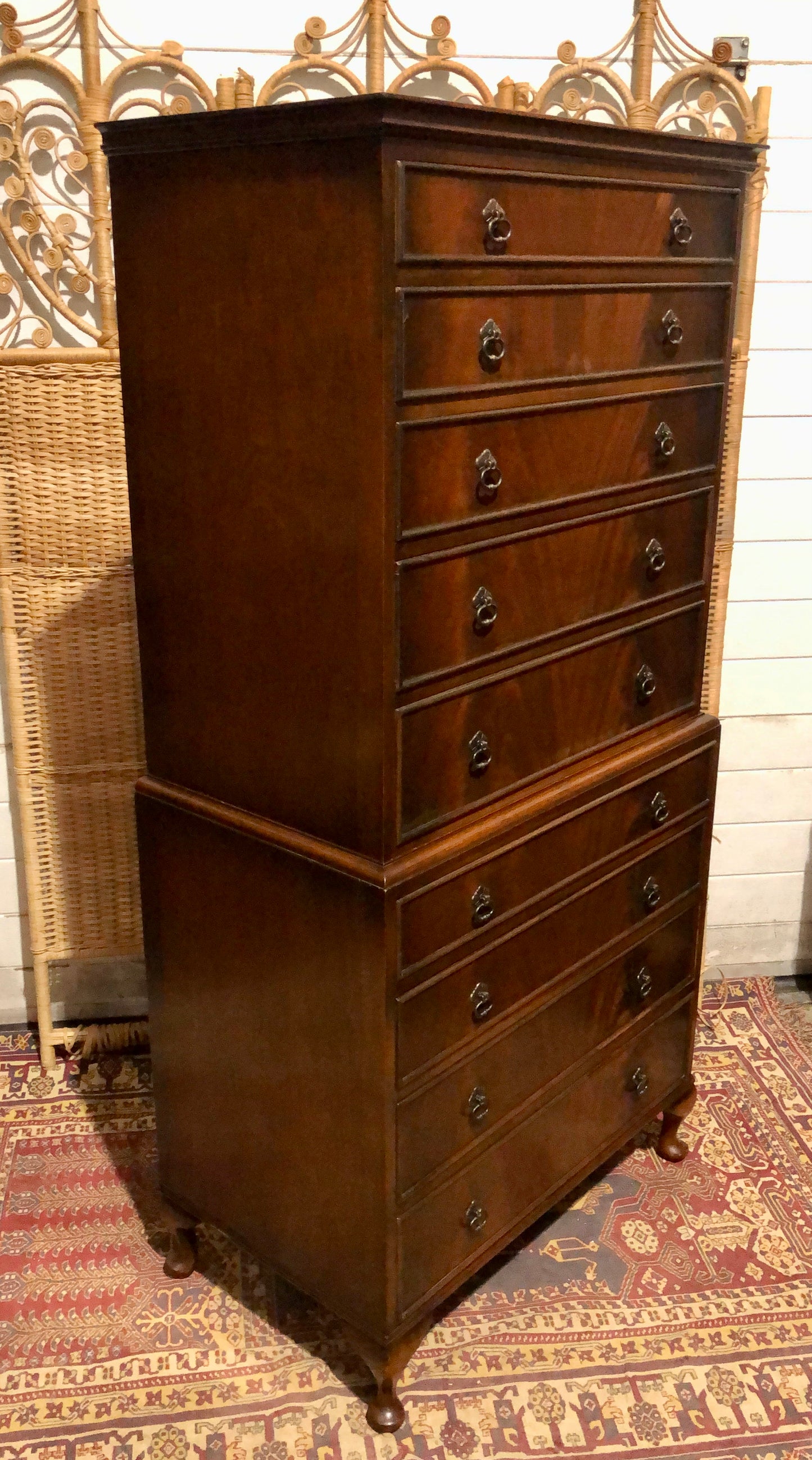 000662....Handsome Vintage Mahogany Tallboy / Chest On Chest