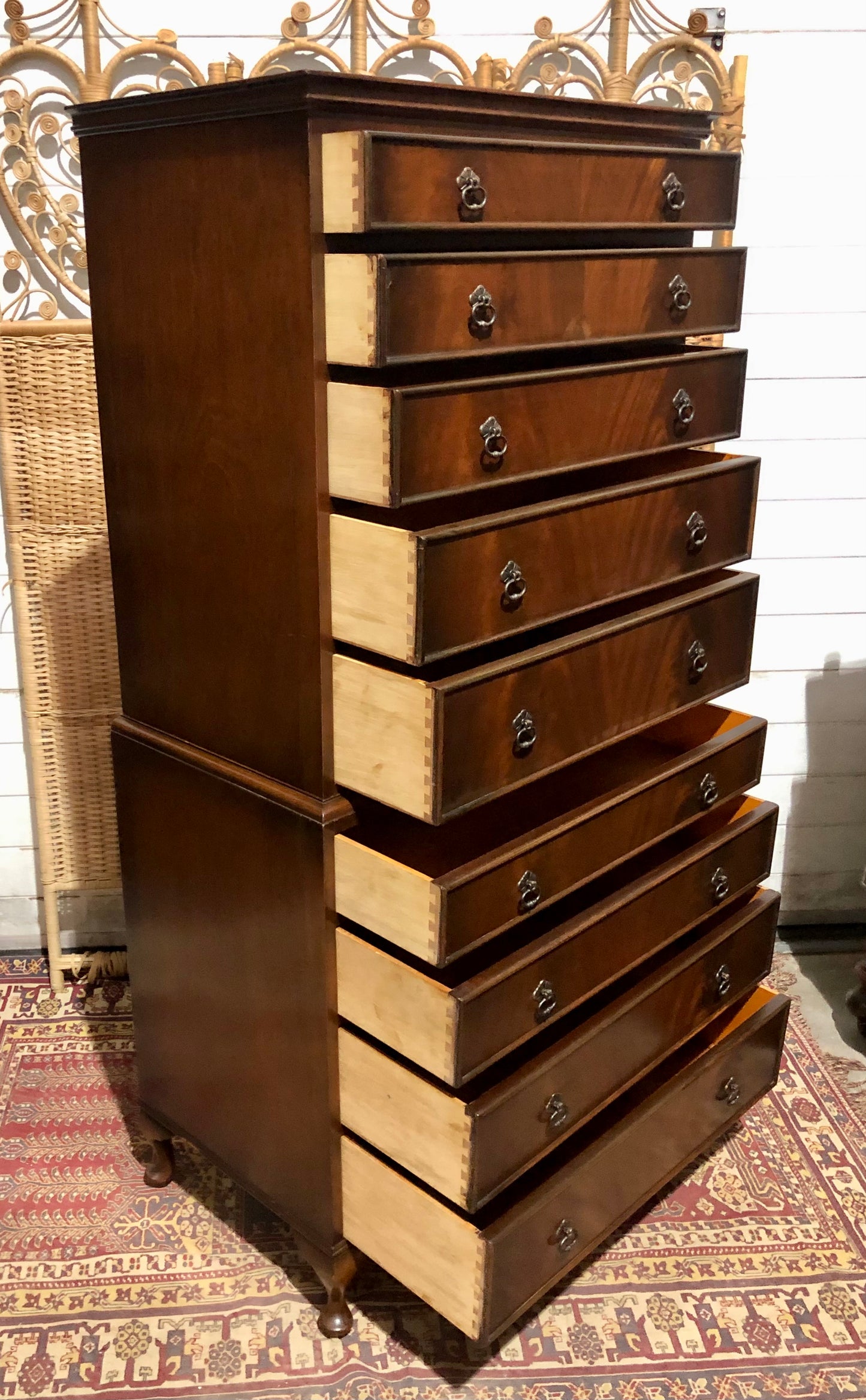 000662....Handsome Vintage Mahogany Tallboy / Chest On Chest