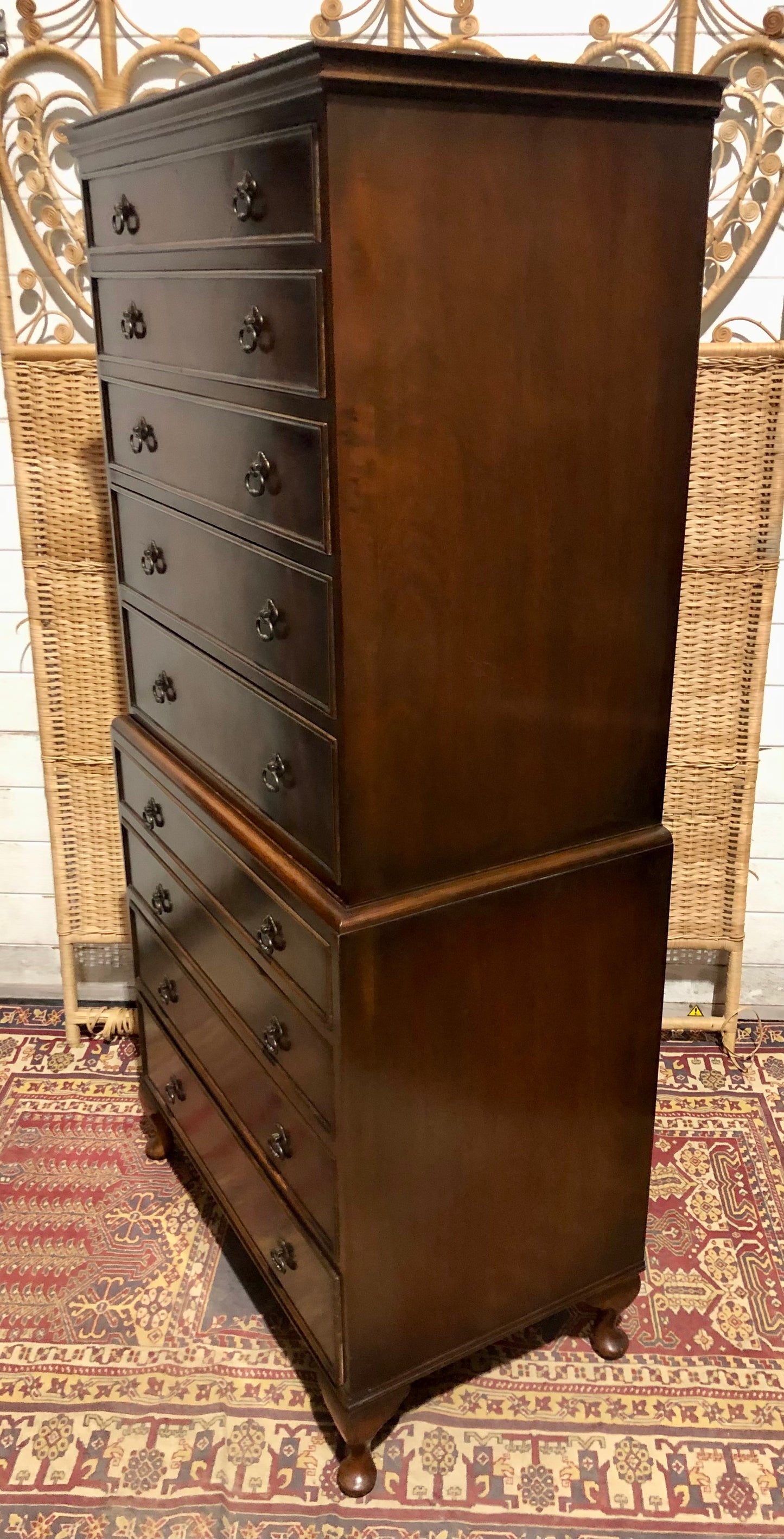 000662....Handsome Vintage Mahogany Tallboy / Chest On Chest