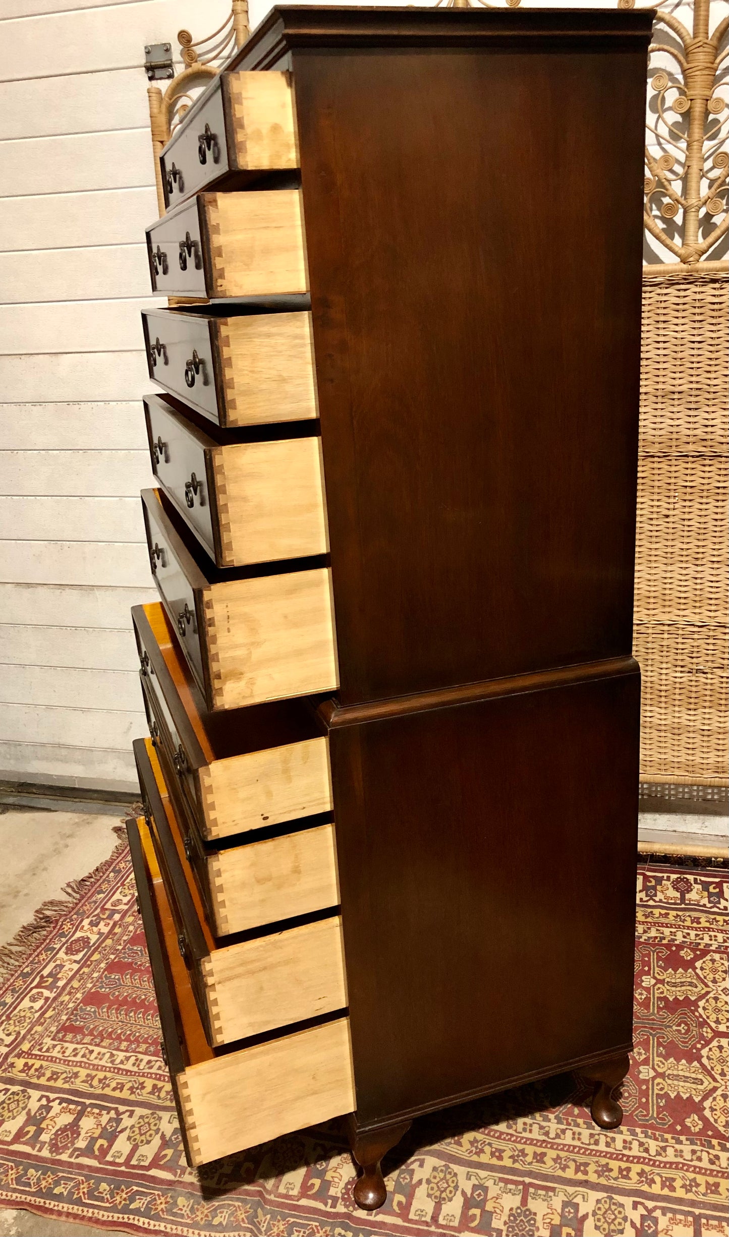 000662....Handsome Vintage Mahogany Tallboy / Chest On Chest