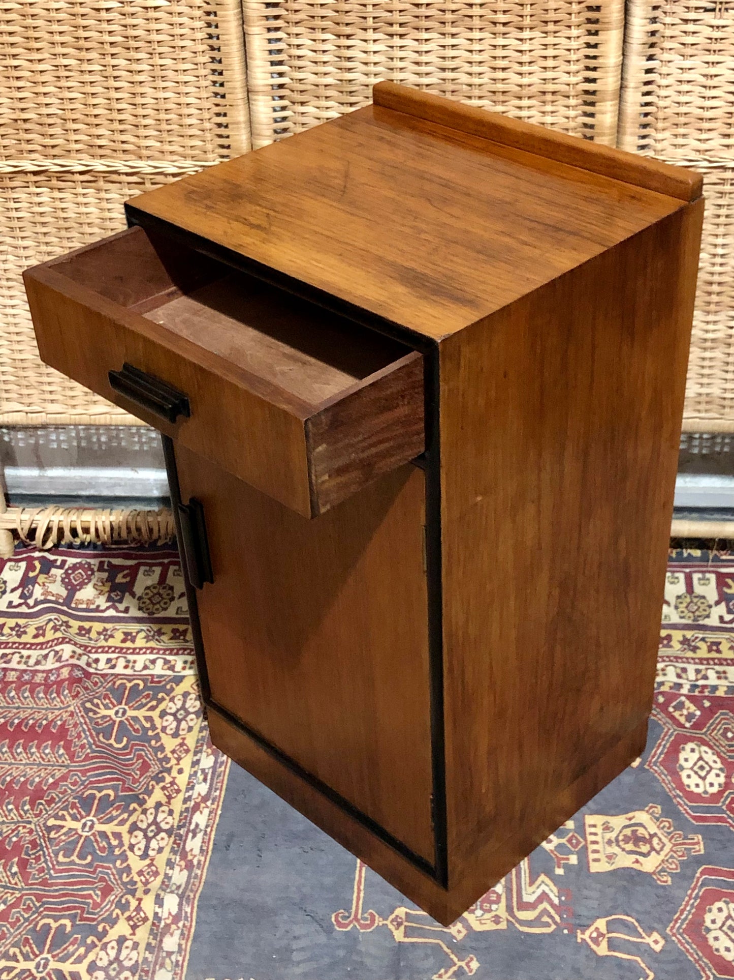 000660.... Handsome Art Deco Walnut Bedside Table ( sold )