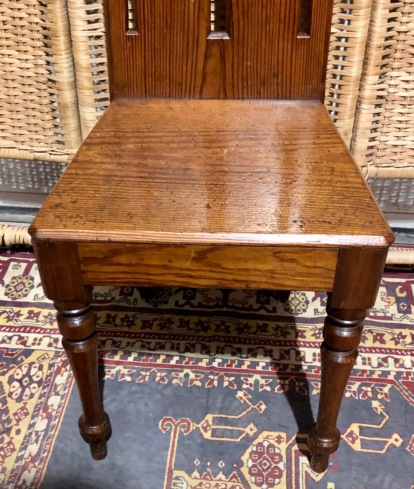 000655....Handsome Pair Of Small Gothic Pine Chairs