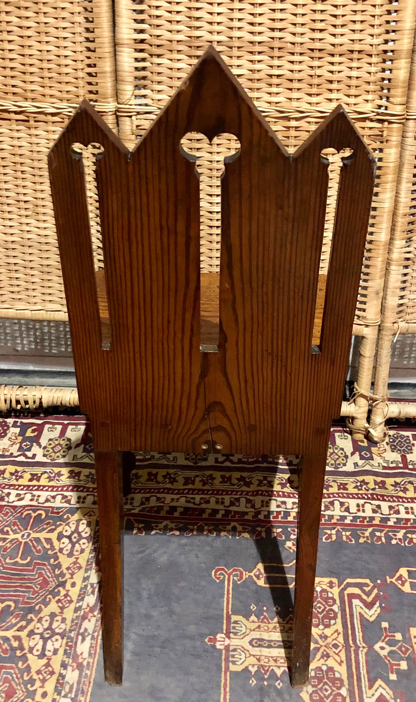 000655....Handsome Pair Of Small Gothic Pine Chairs