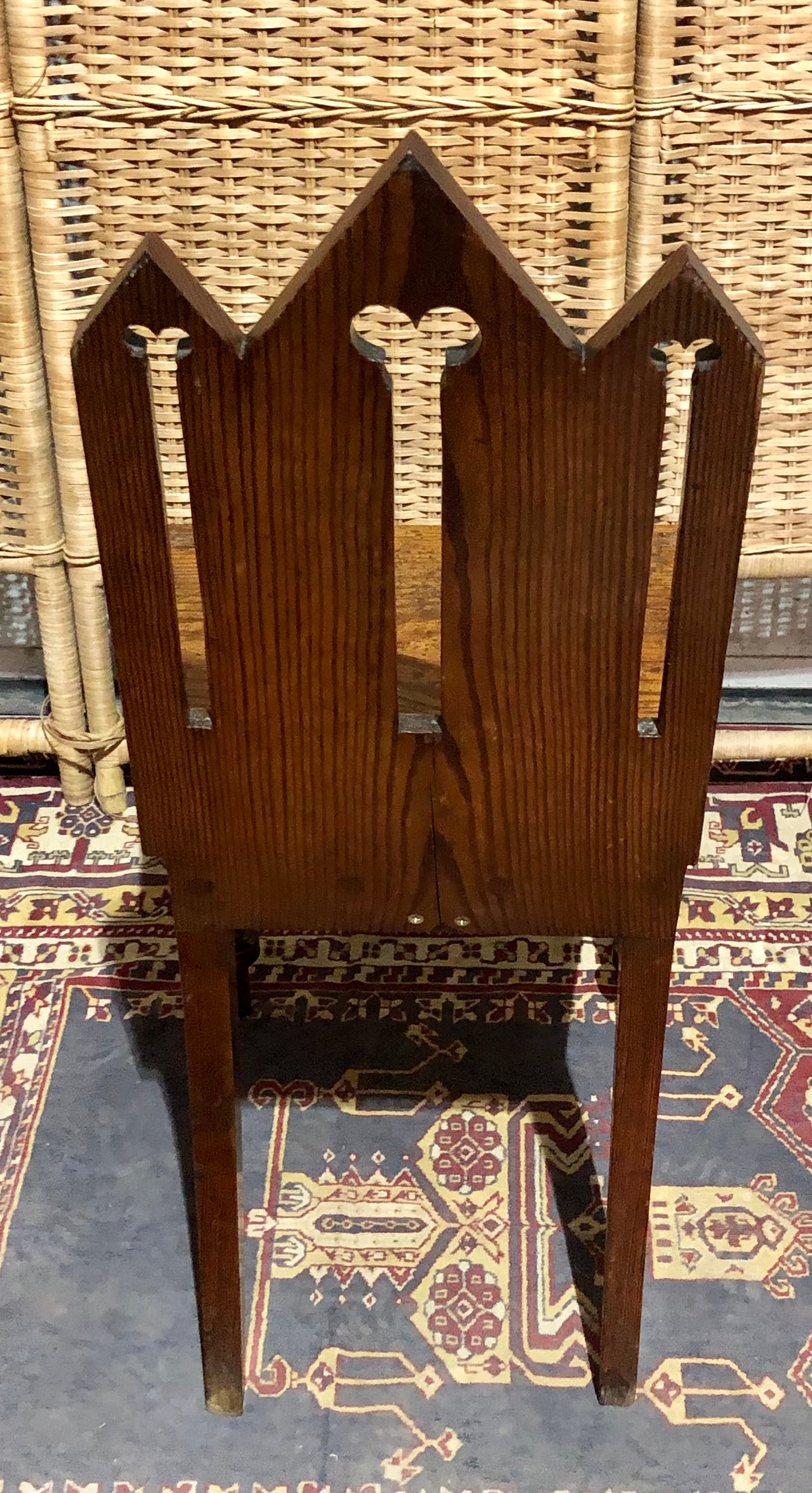 000655....Handsome Pair Of Small Gothic Pine Chairs