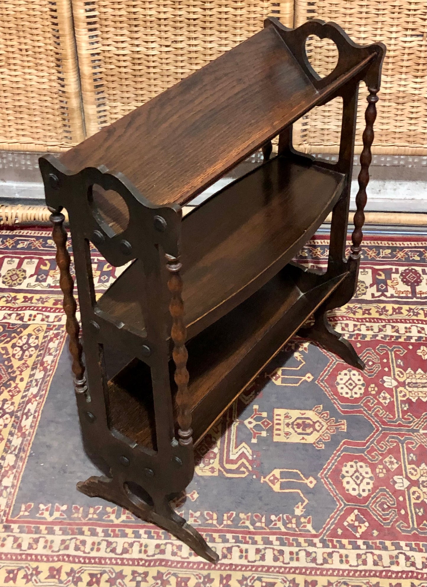 000652....Handsome Vintage Oak Book Trough / Bookshelves