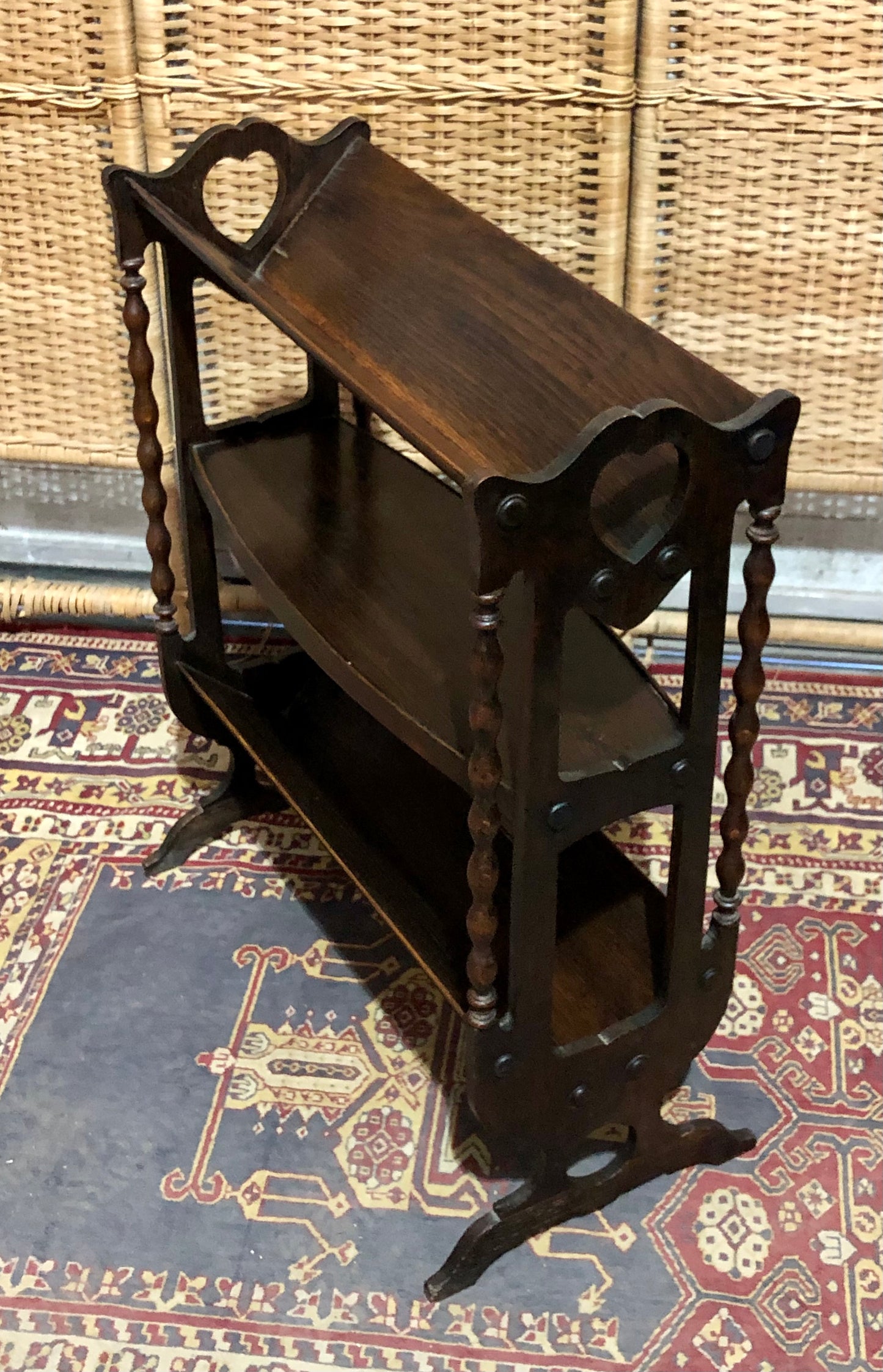 000652....Handsome Vintage Oak Book Trough / Bookshelves