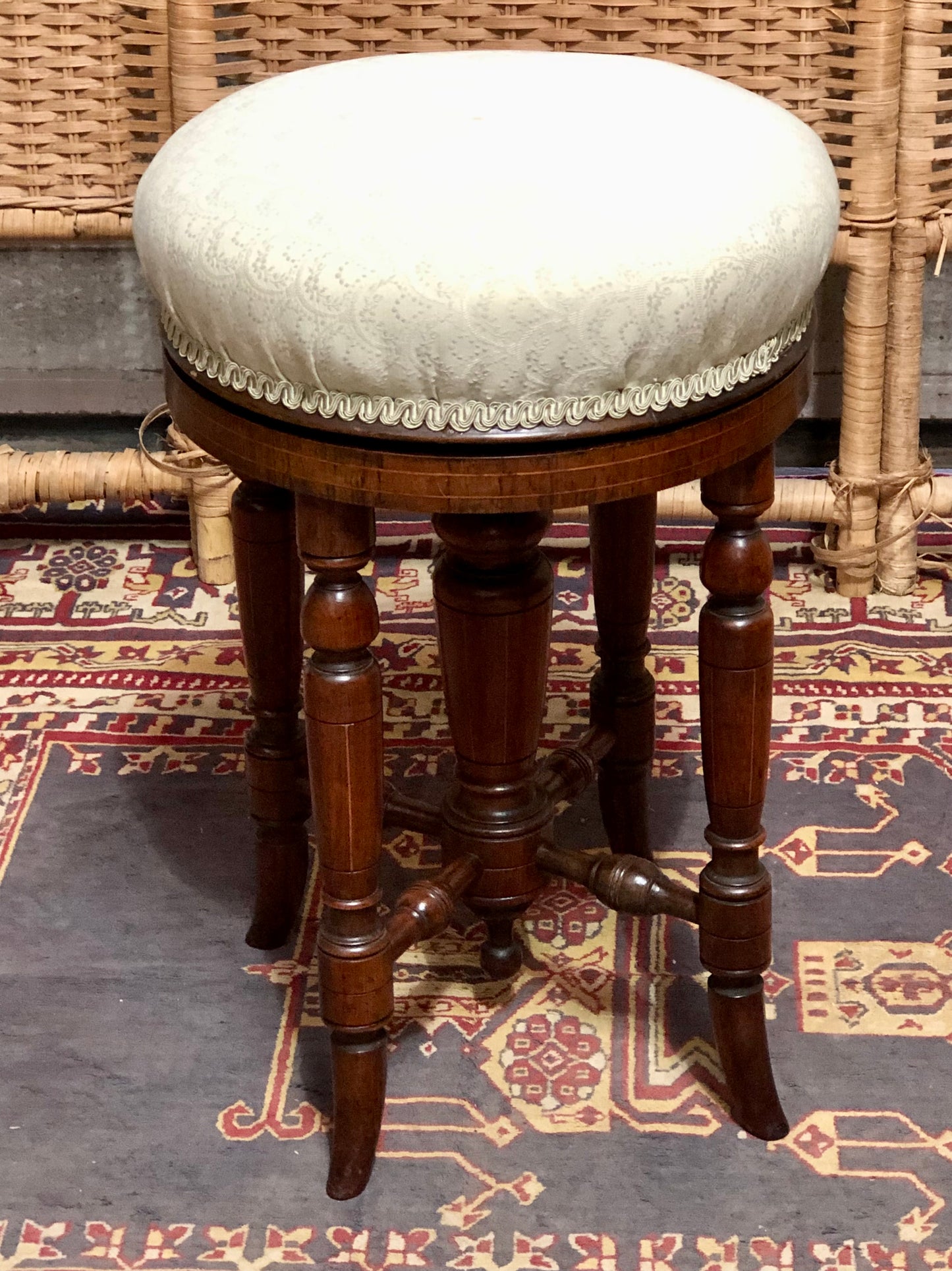 000645....Handsome Victorian Piano Stool