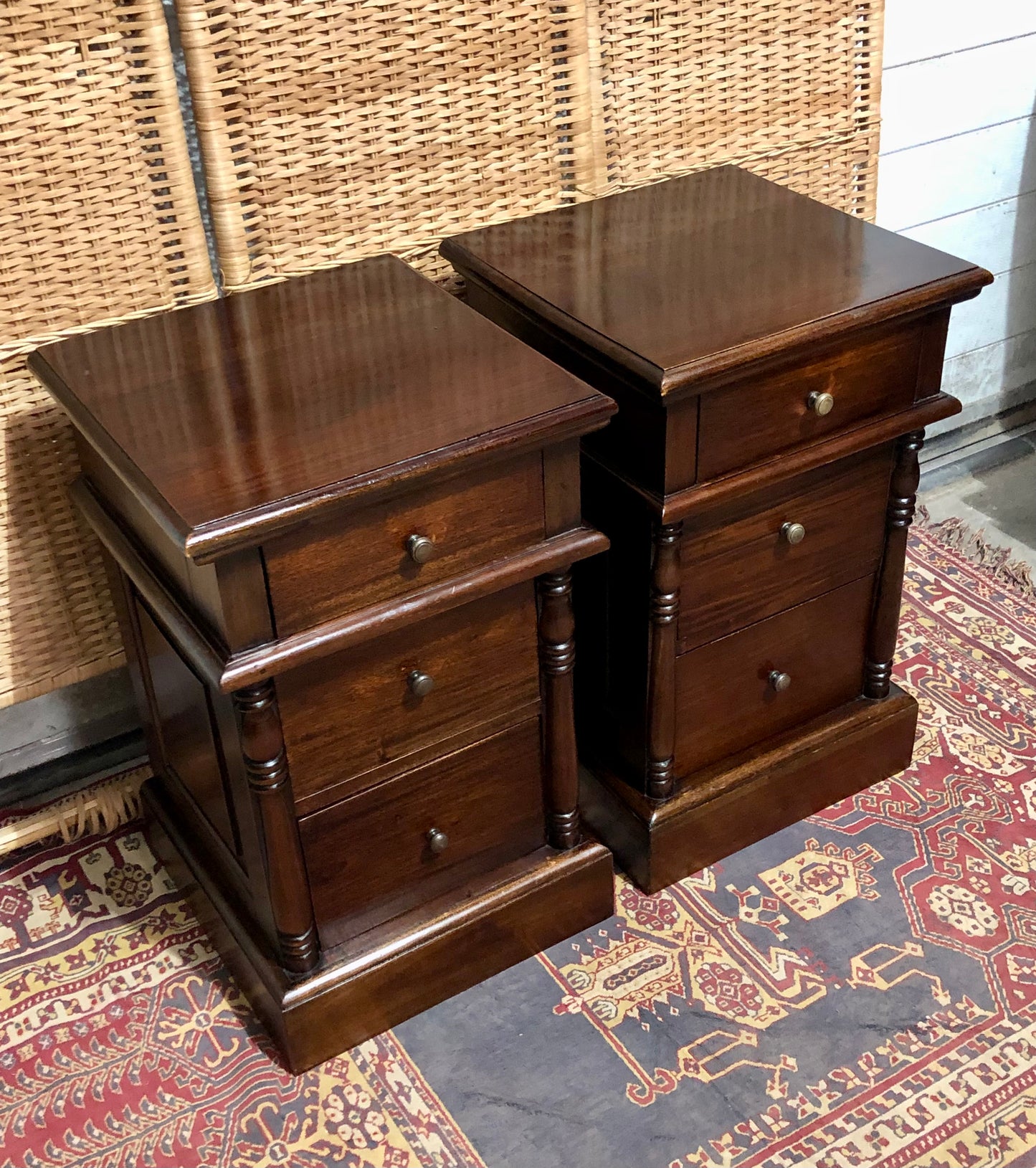 000638....Handsome Pair Of Vintage Bedside Chests ( sold )