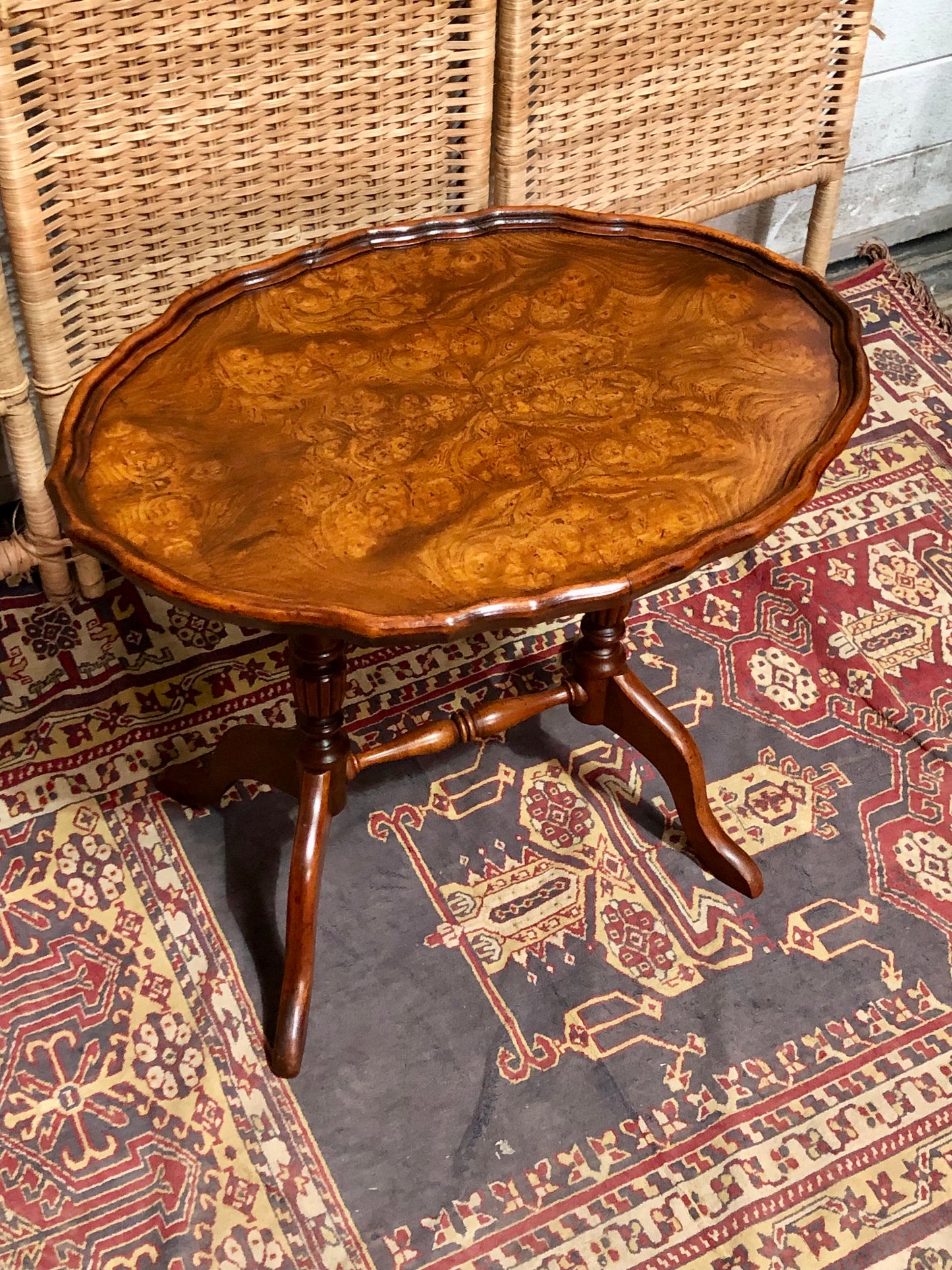000631....Handsome Vintage Burl Wood Occasional Table From " Brights Of Nettlebed "