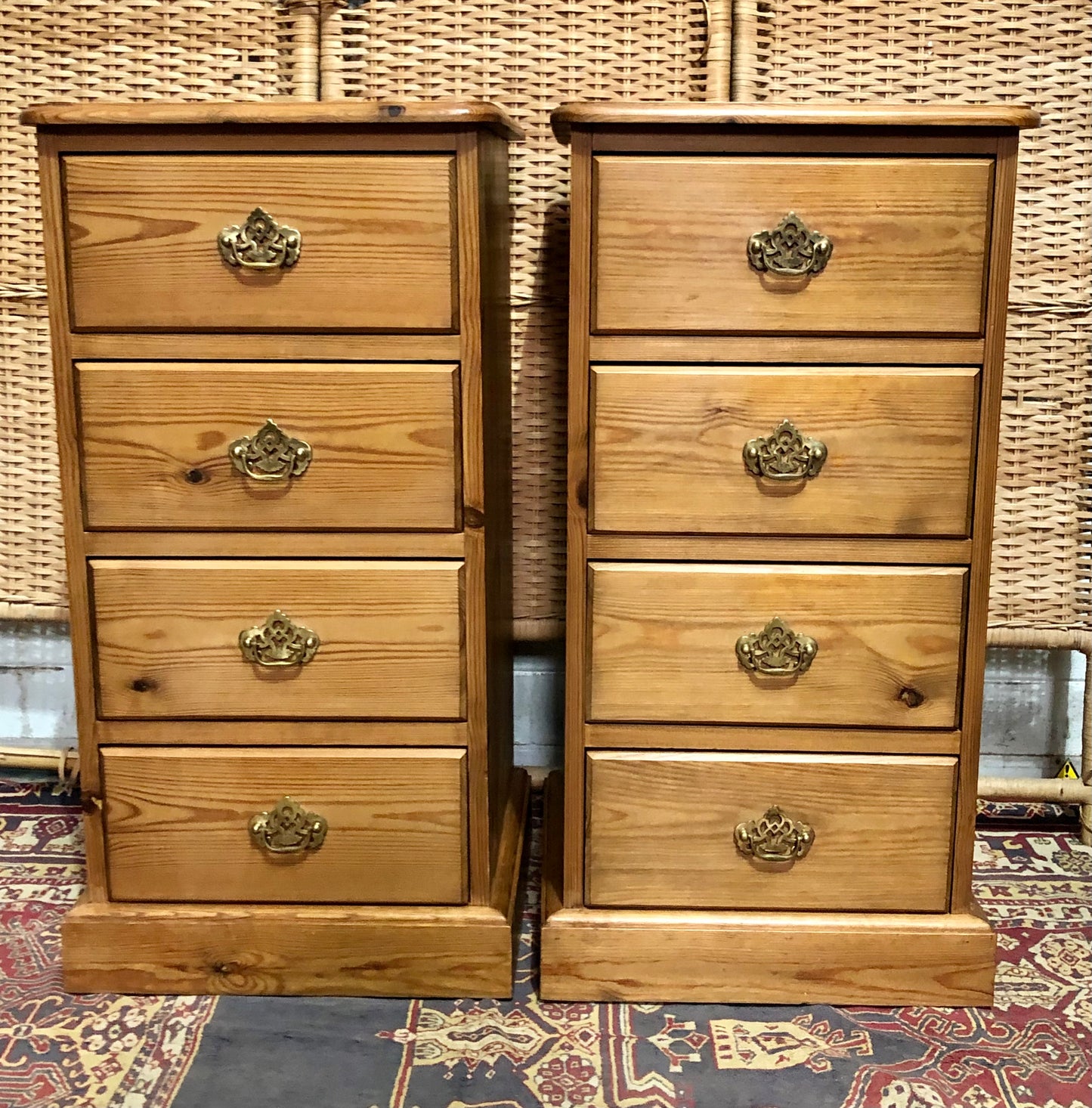 000624....Handsome Pair Of Vintage Pine Bedside Chests ( sold )