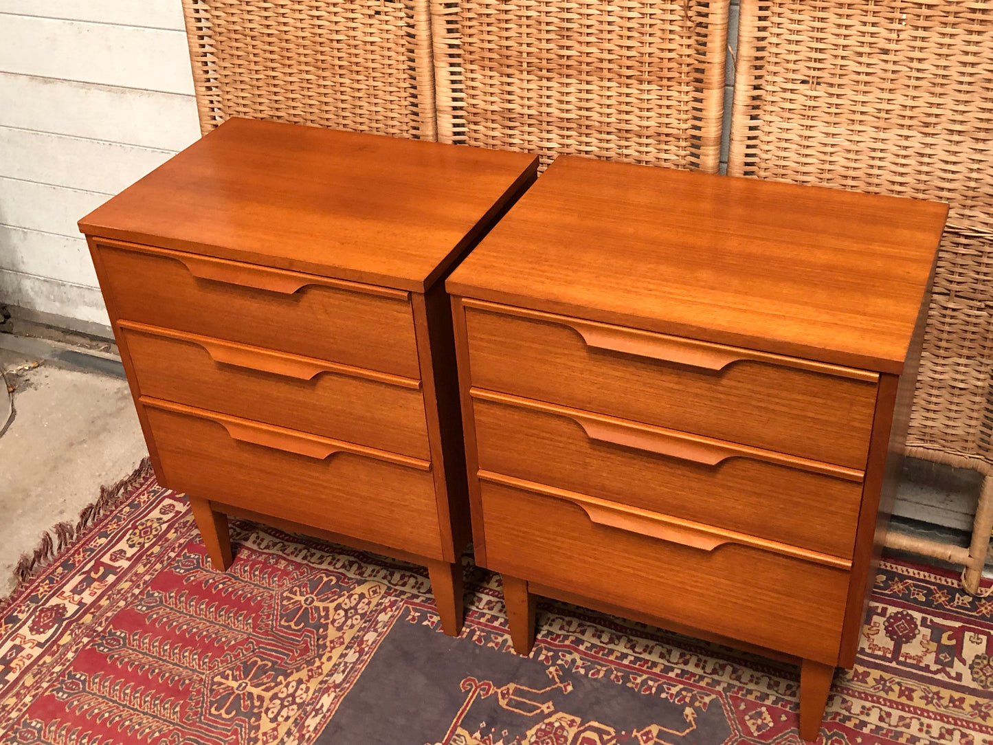 000602....Handsome Pair Of Retro Teak Bedside Chests ( sold )