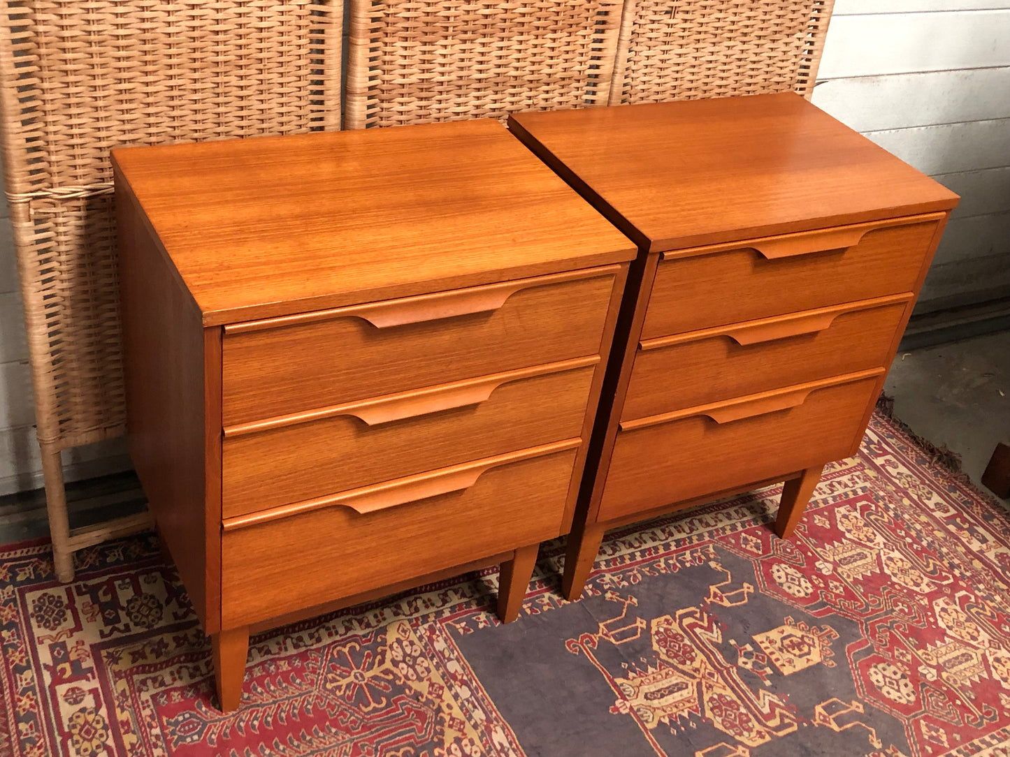 000602....Handsome Pair Of Retro Teak Bedside Chests ( sold )