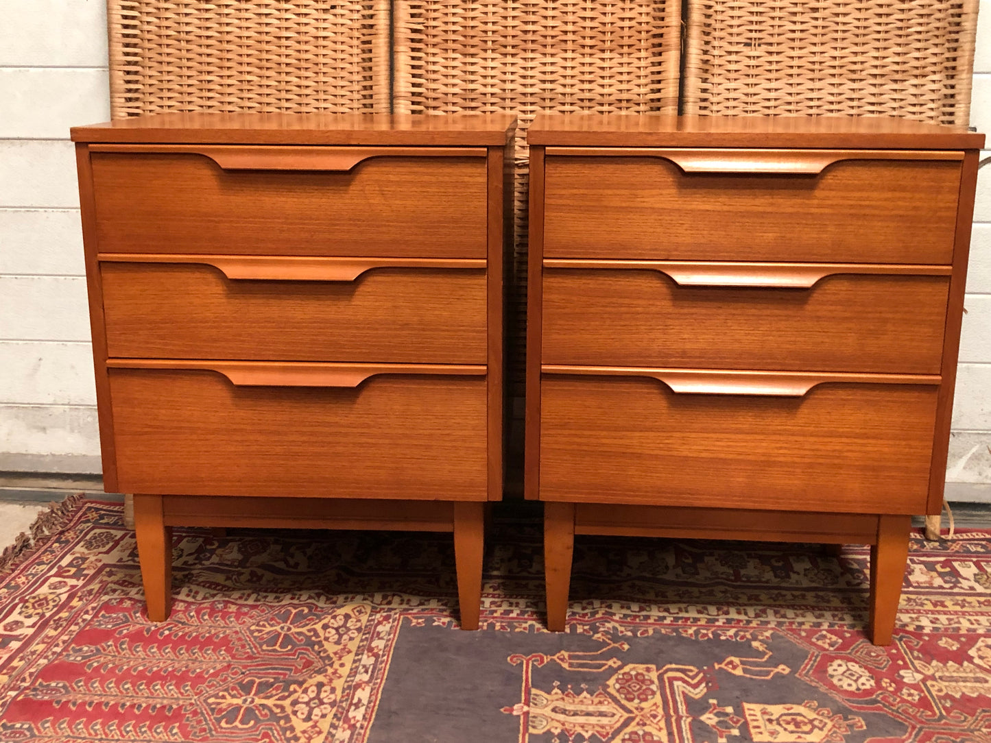 000602....Handsome Pair Of Retro Teak Bedside Chests ( sold )