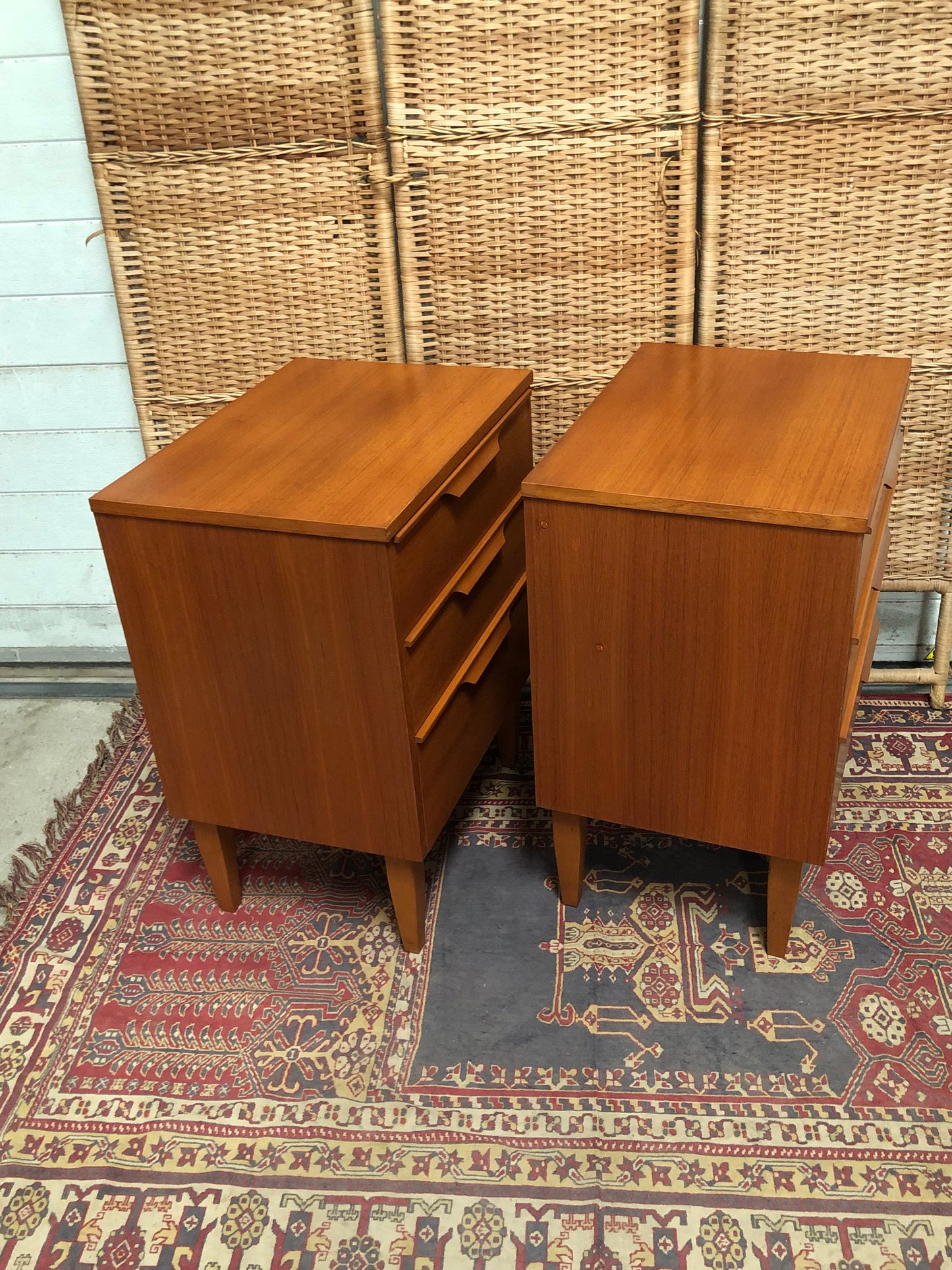 000602....Handsome Pair Of Retro Teak Bedside Chests ( sold )