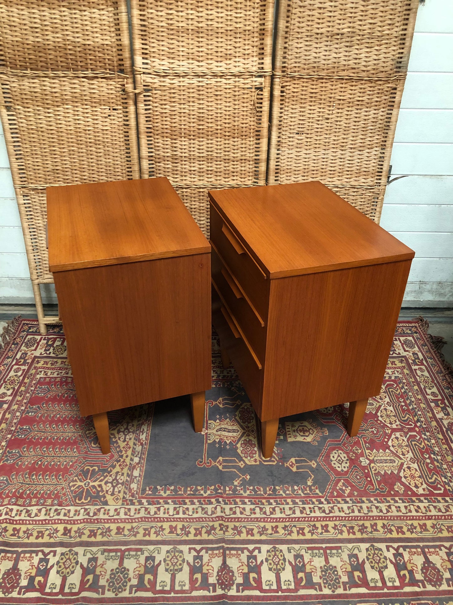 000602....Handsome Pair Of Retro Teak Bedside Chests ( sold )