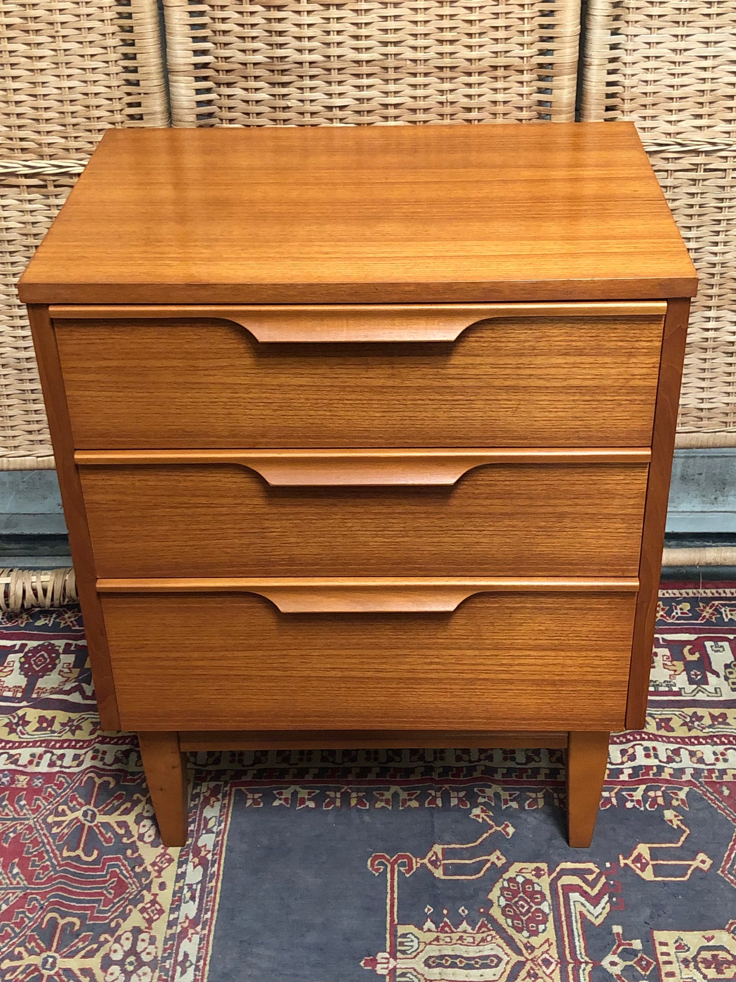000602....Handsome Pair Of Retro Teak Bedside Chests ( sold )