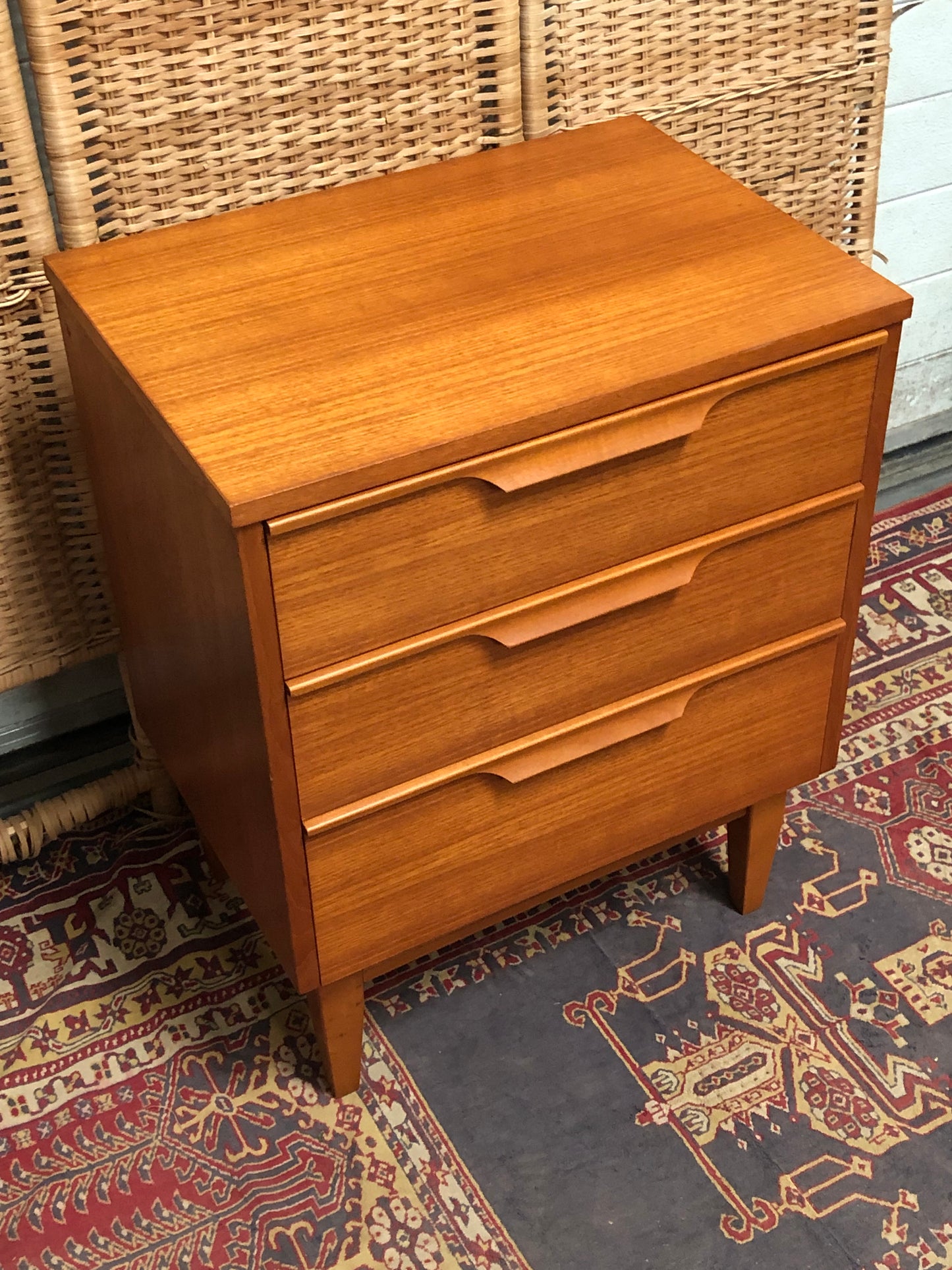 000602....Handsome Pair Of Retro Teak Bedside Chests ( sold )