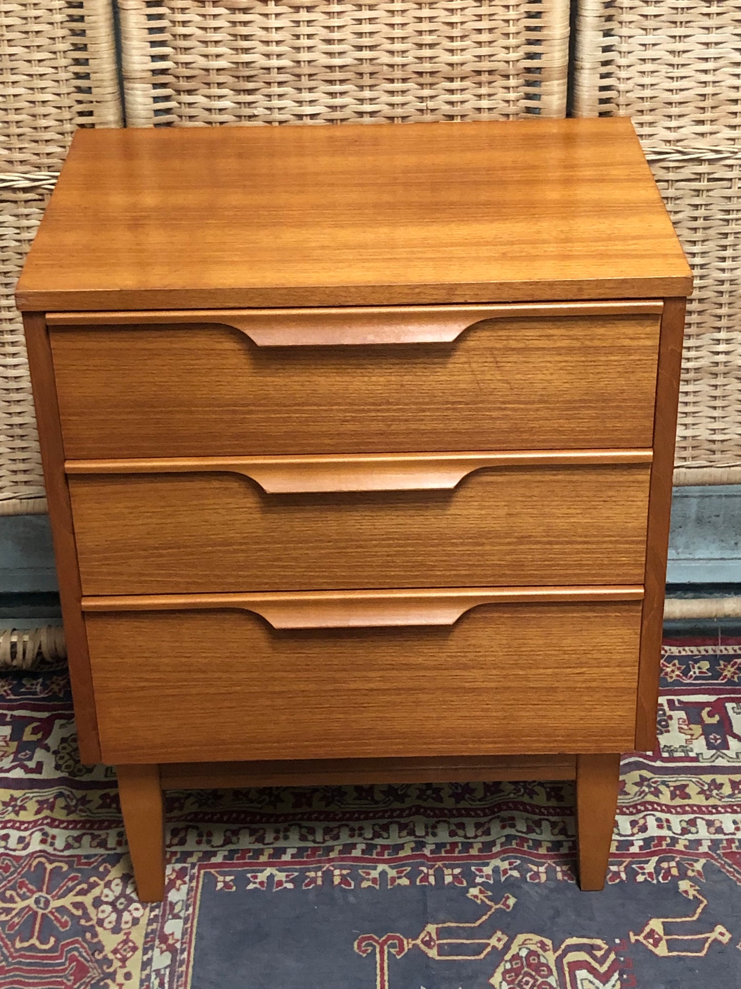 000602....Handsome Pair Of Retro Teak Bedside Chests ( sold )
