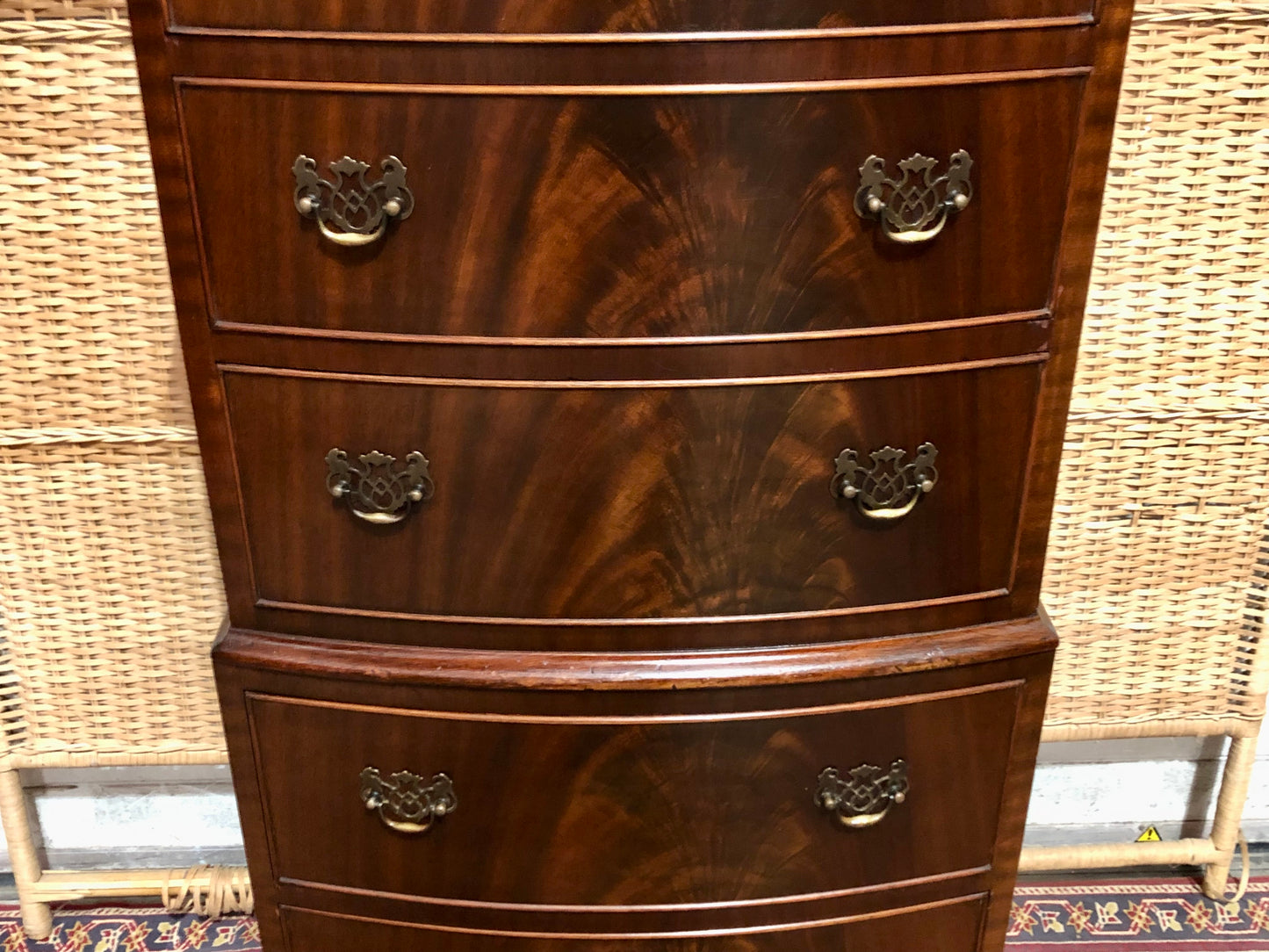 000605....Handsome Vintage Mahogany Tallboy Chest Of Drawers ( sold )
