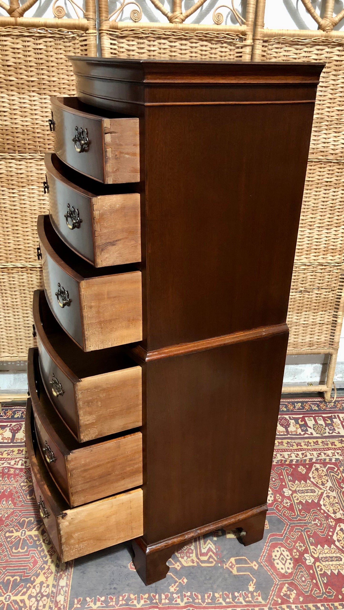 000605....Handsome Vintage Mahogany Tallboy Chest Of Drawers ( sold )