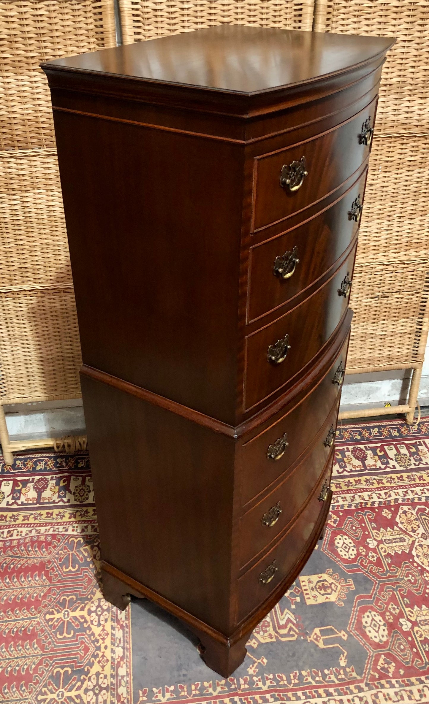 000605....Handsome Vintage Mahogany Tallboy Chest Of Drawers ( sold )