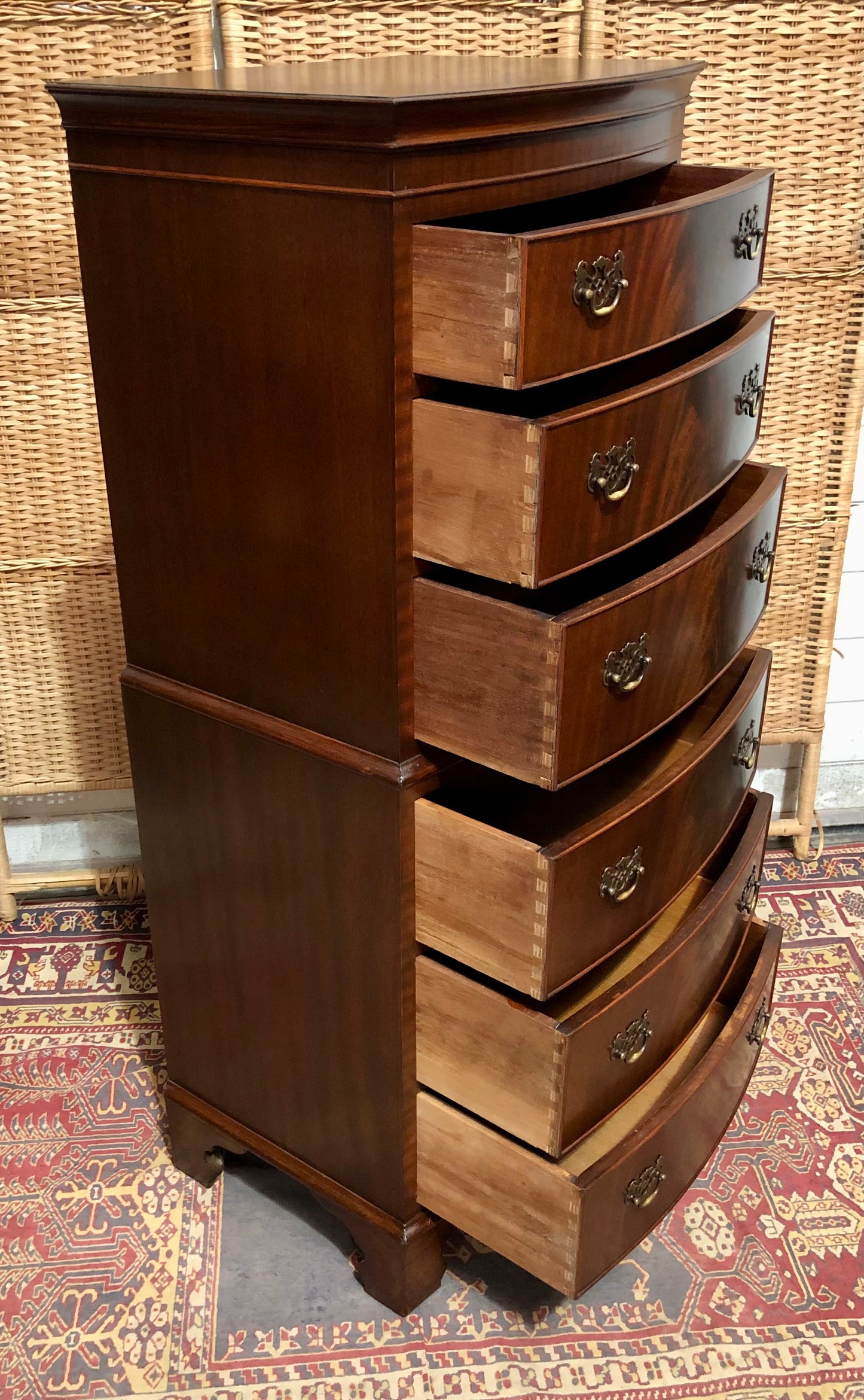 000605....Handsome Vintage Mahogany Tallboy Chest Of Drawers ( sold )