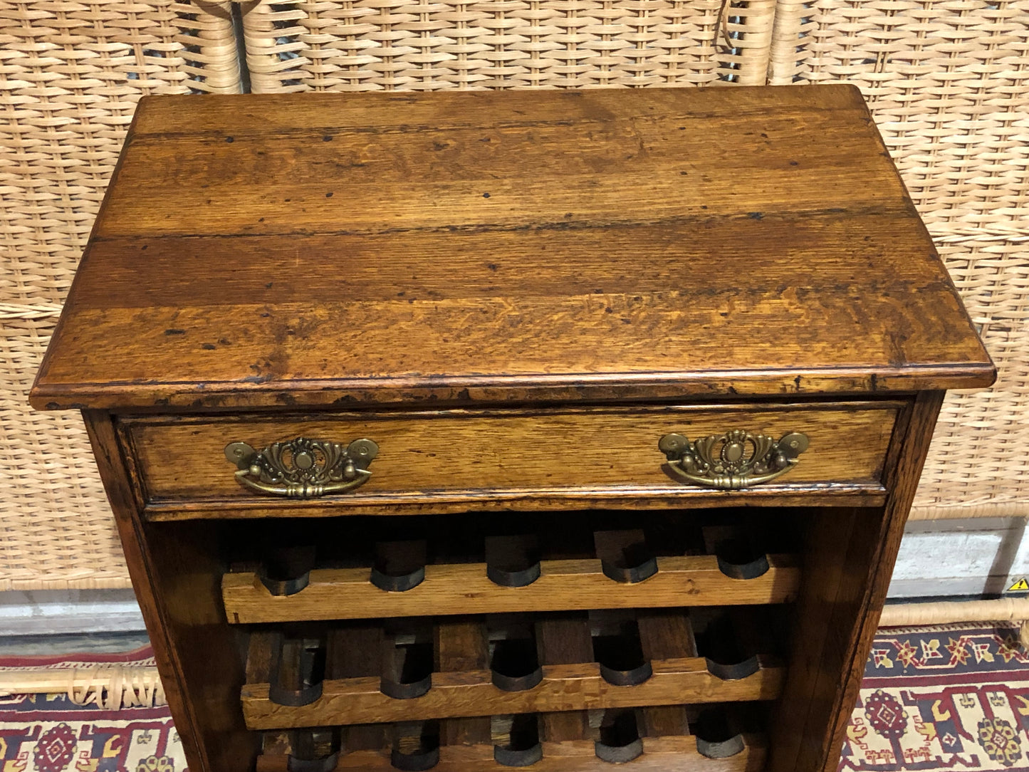 000623....Handsome Vintage Solid Oak Wine Rack
