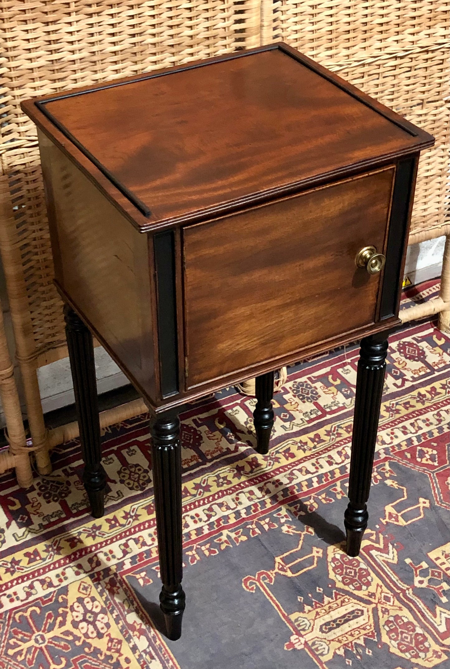 000613....Handsome Antique Mahogany Bedside Table