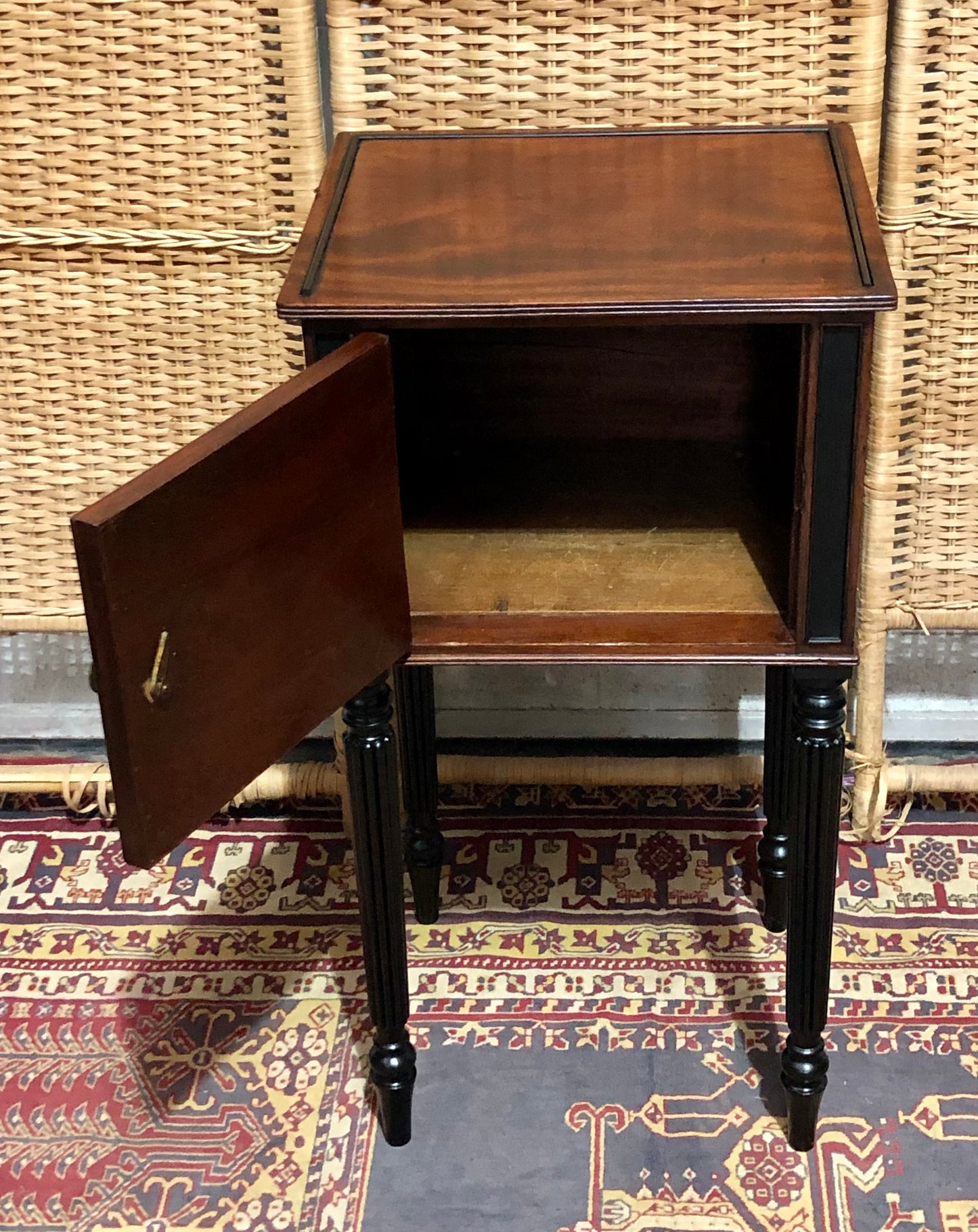 000613....Handsome Antique Mahogany Bedside Table