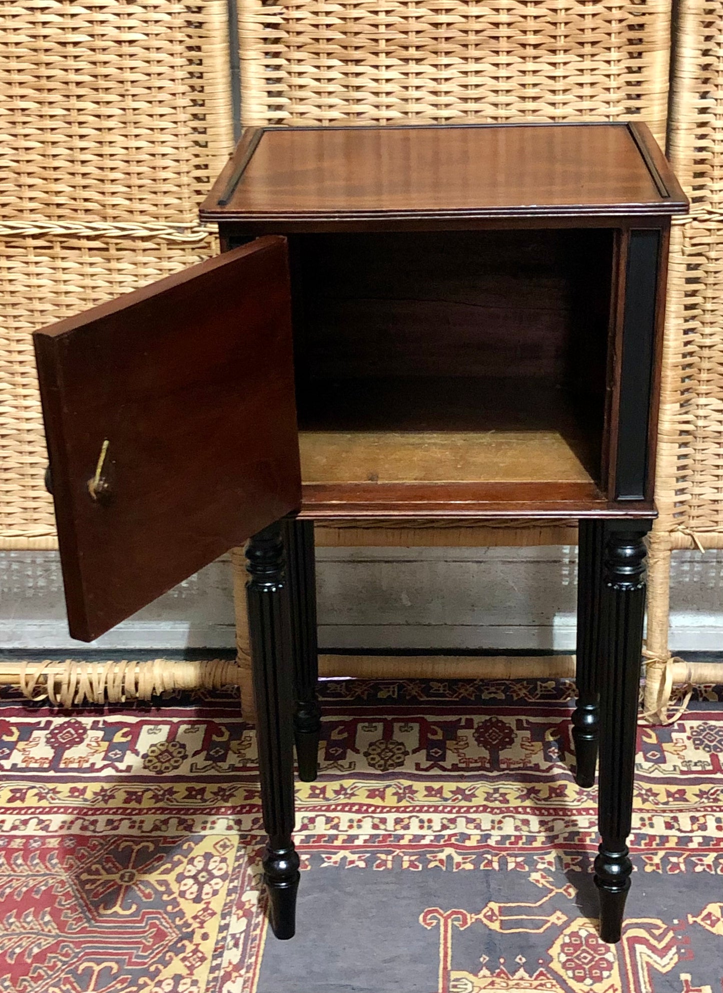 000613....Handsome Antique Mahogany Bedside Table