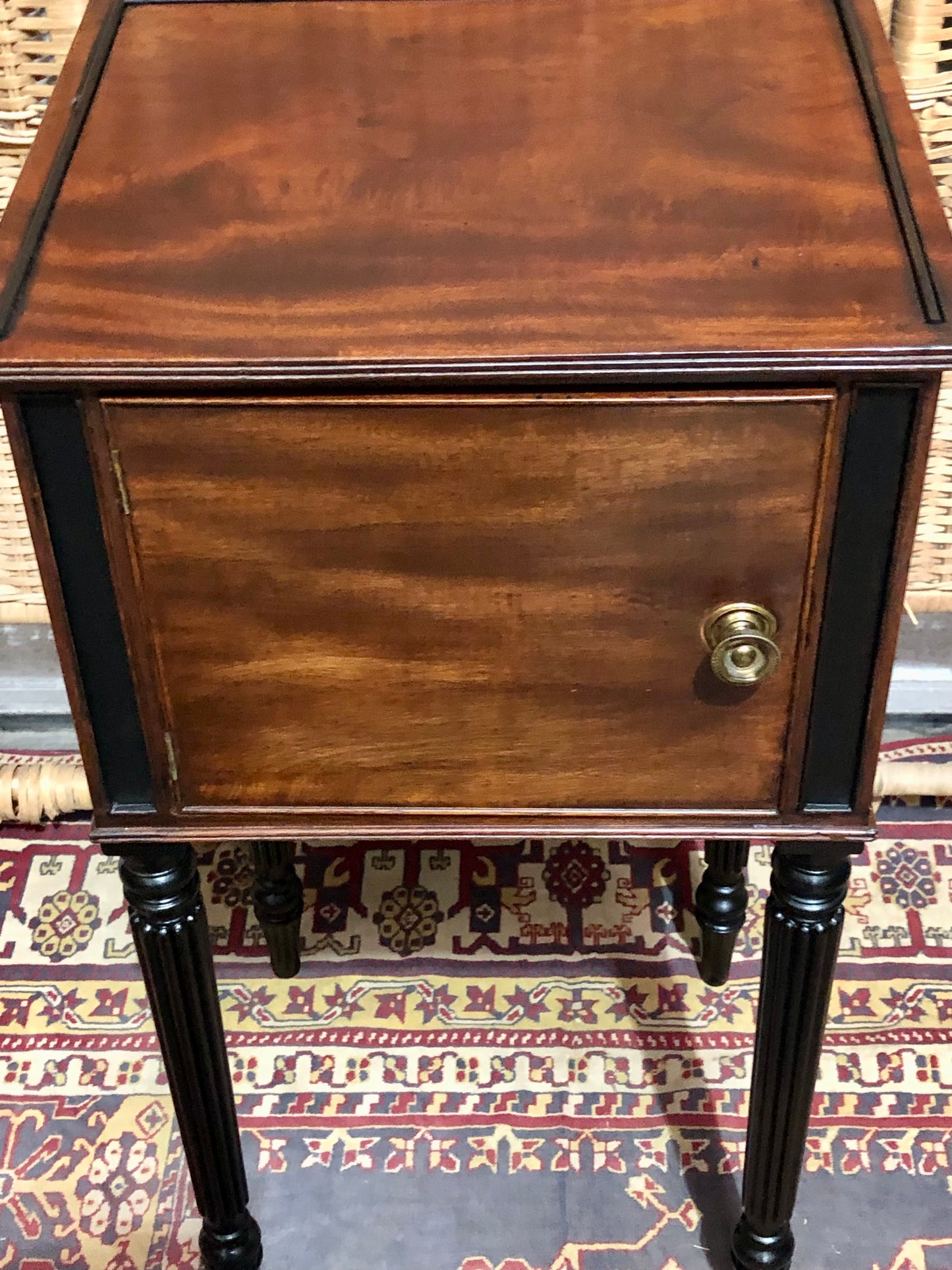 000613....Handsome Antique Mahogany Bedside Table