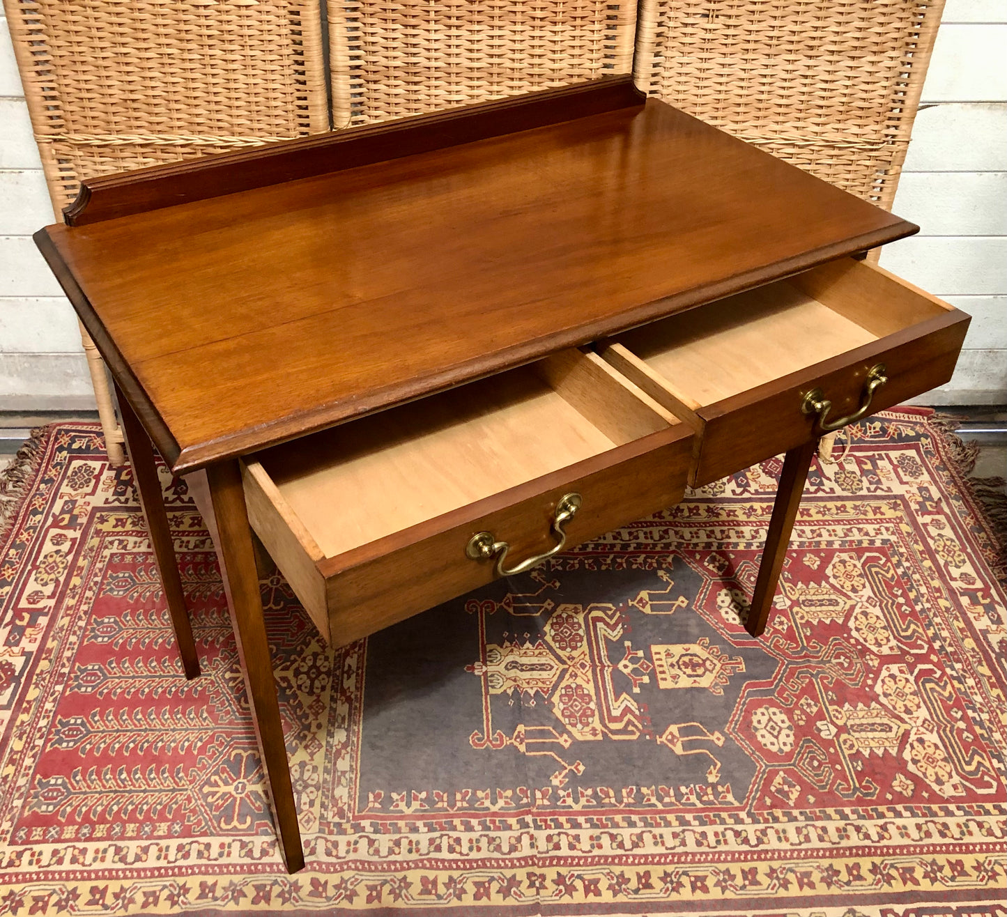 000612....Handsome Edwardian Mahogany Writing/Hall Table